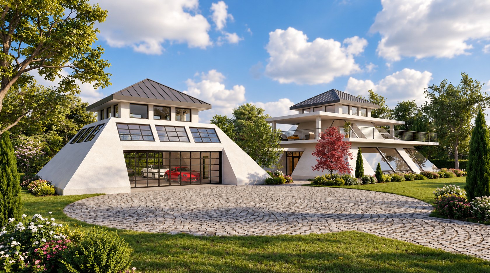 Apex House pyramid garage