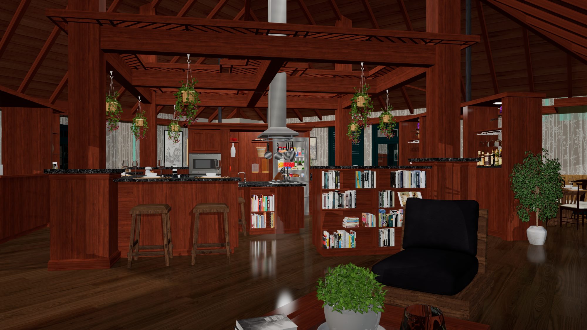 View from living area to kitchen