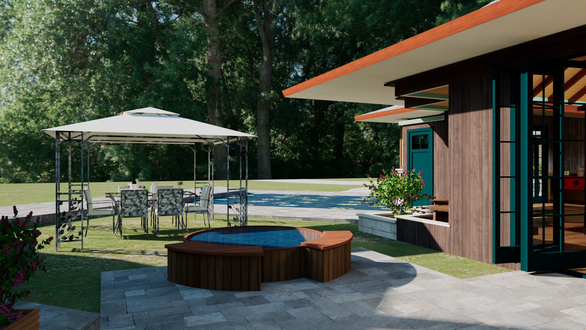 Cedar-clad hot tub