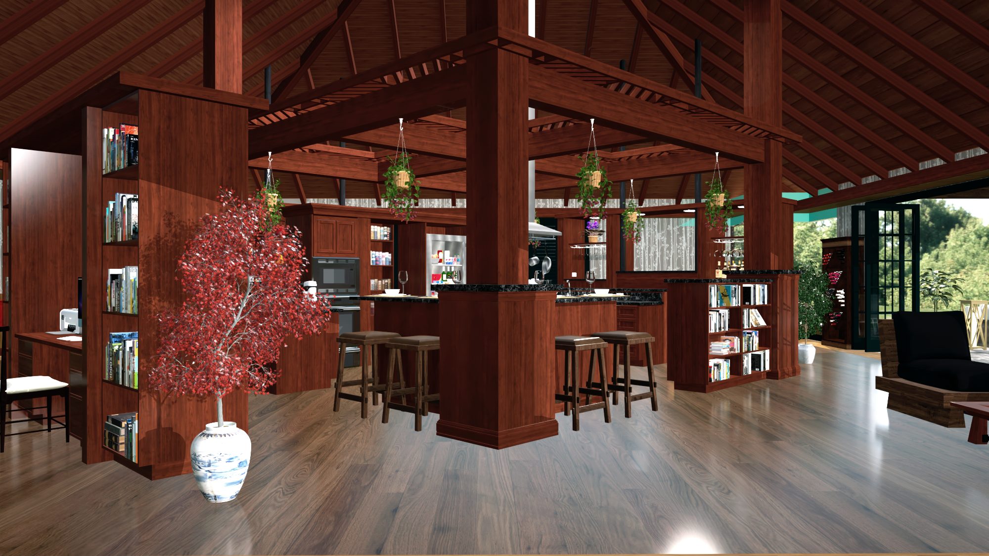 Kitchen perimeter counter and bar