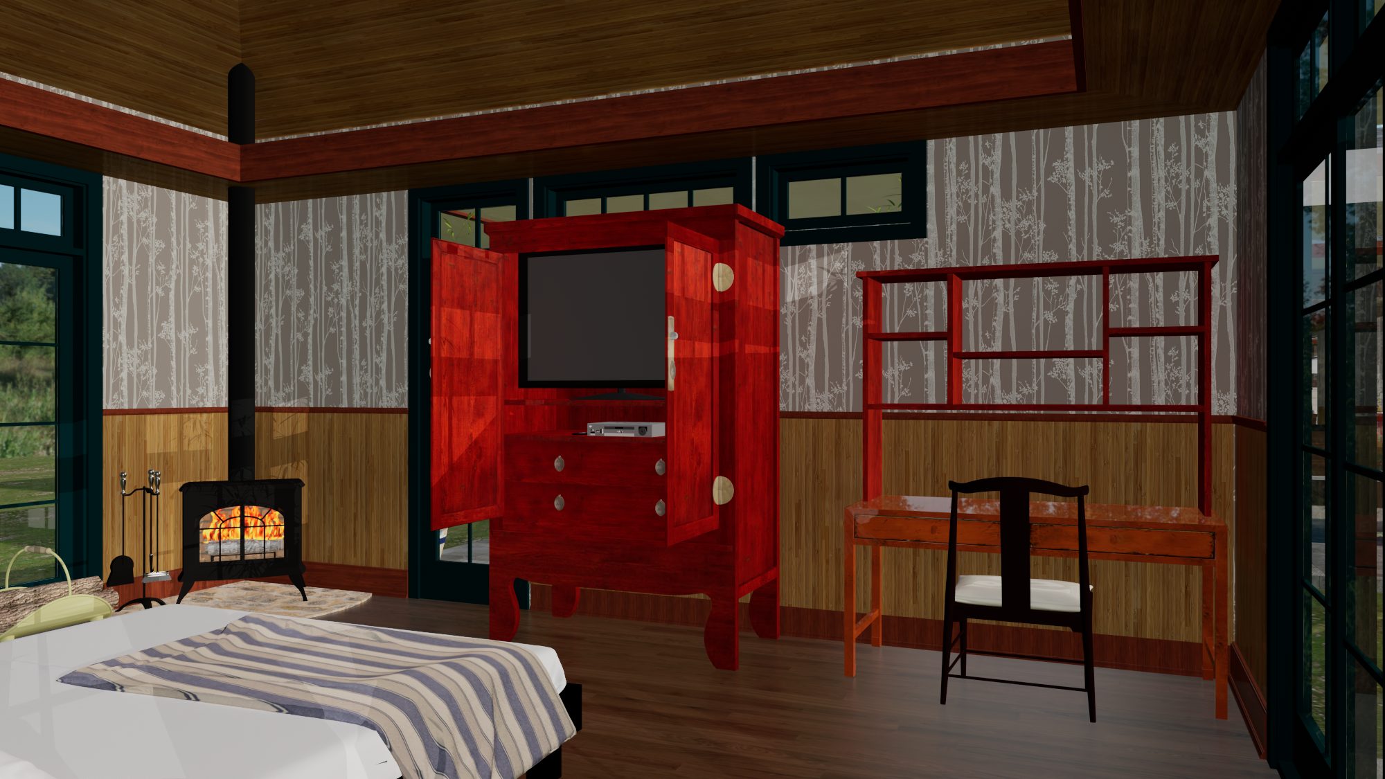 Armoire and writing desk
