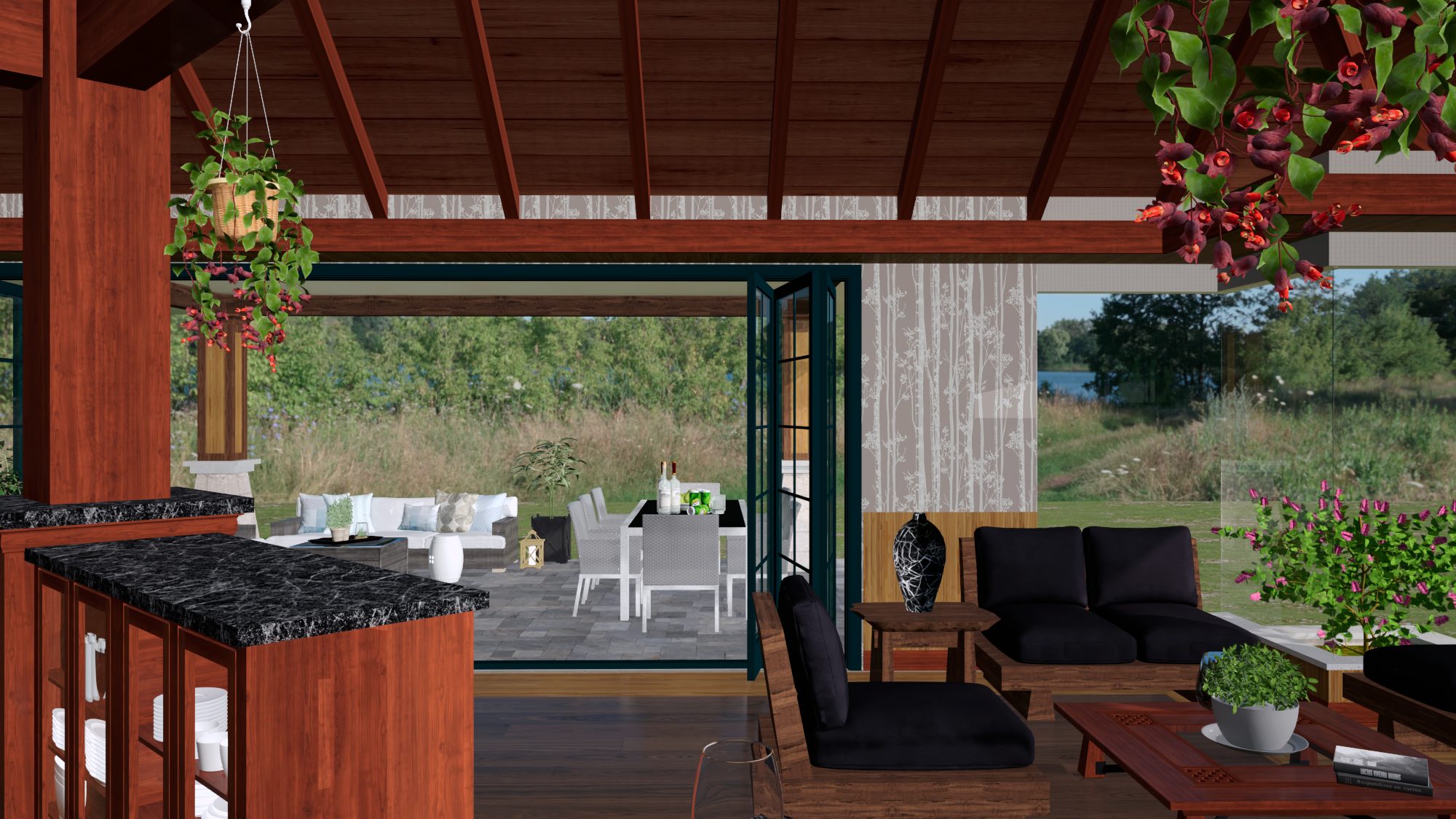 Living area opening to patio