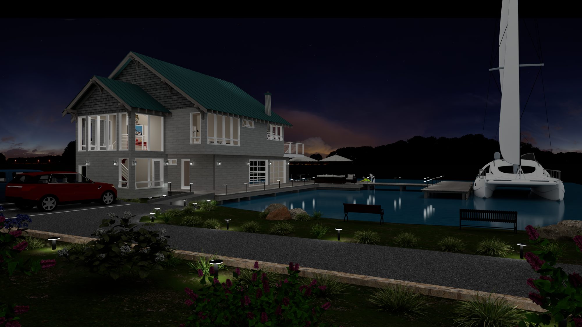 Boathouse at dusk