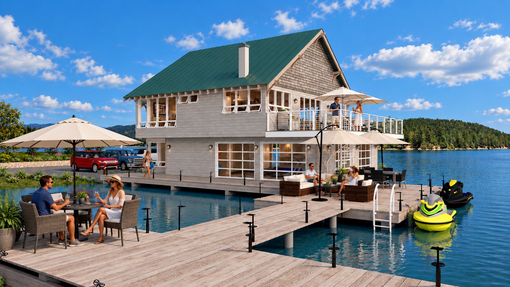 Dock approach toward the boathouse