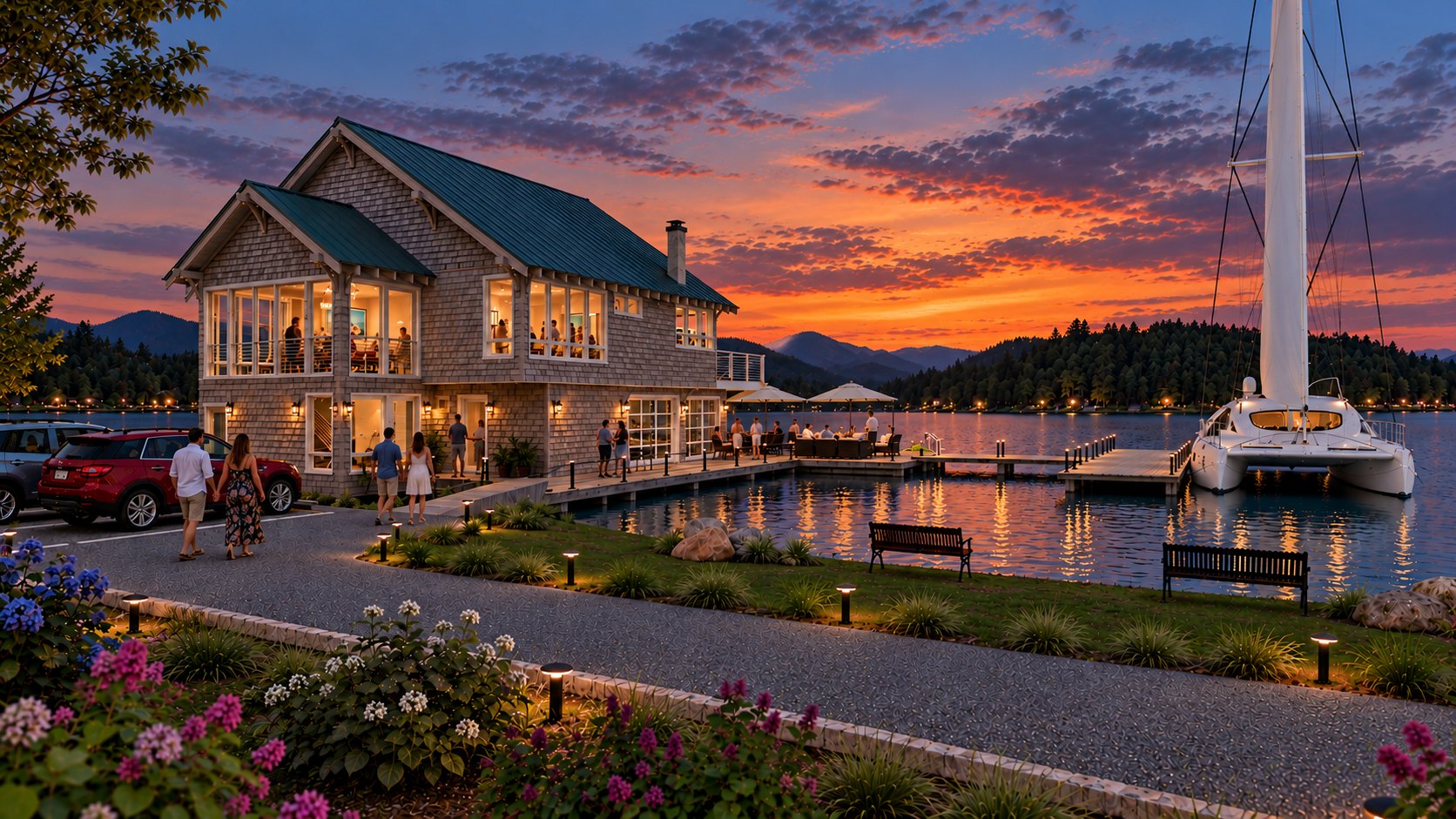 Boathouse at dusk