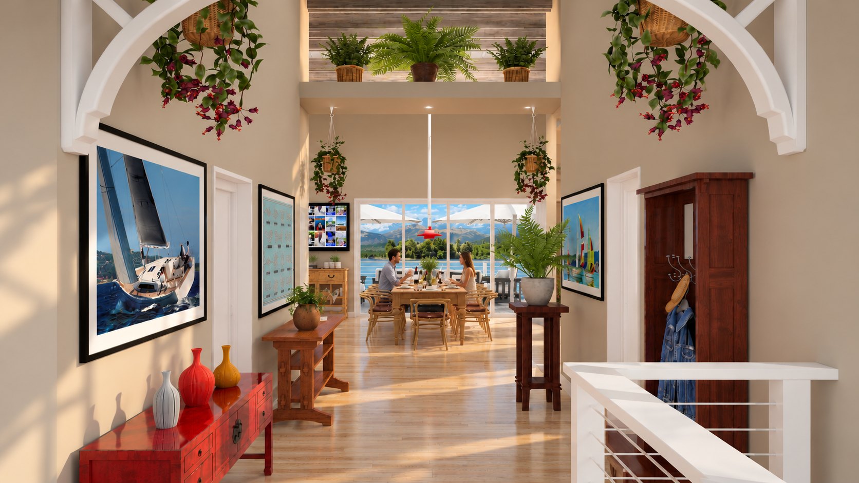 Entry gallery leading to the dining area