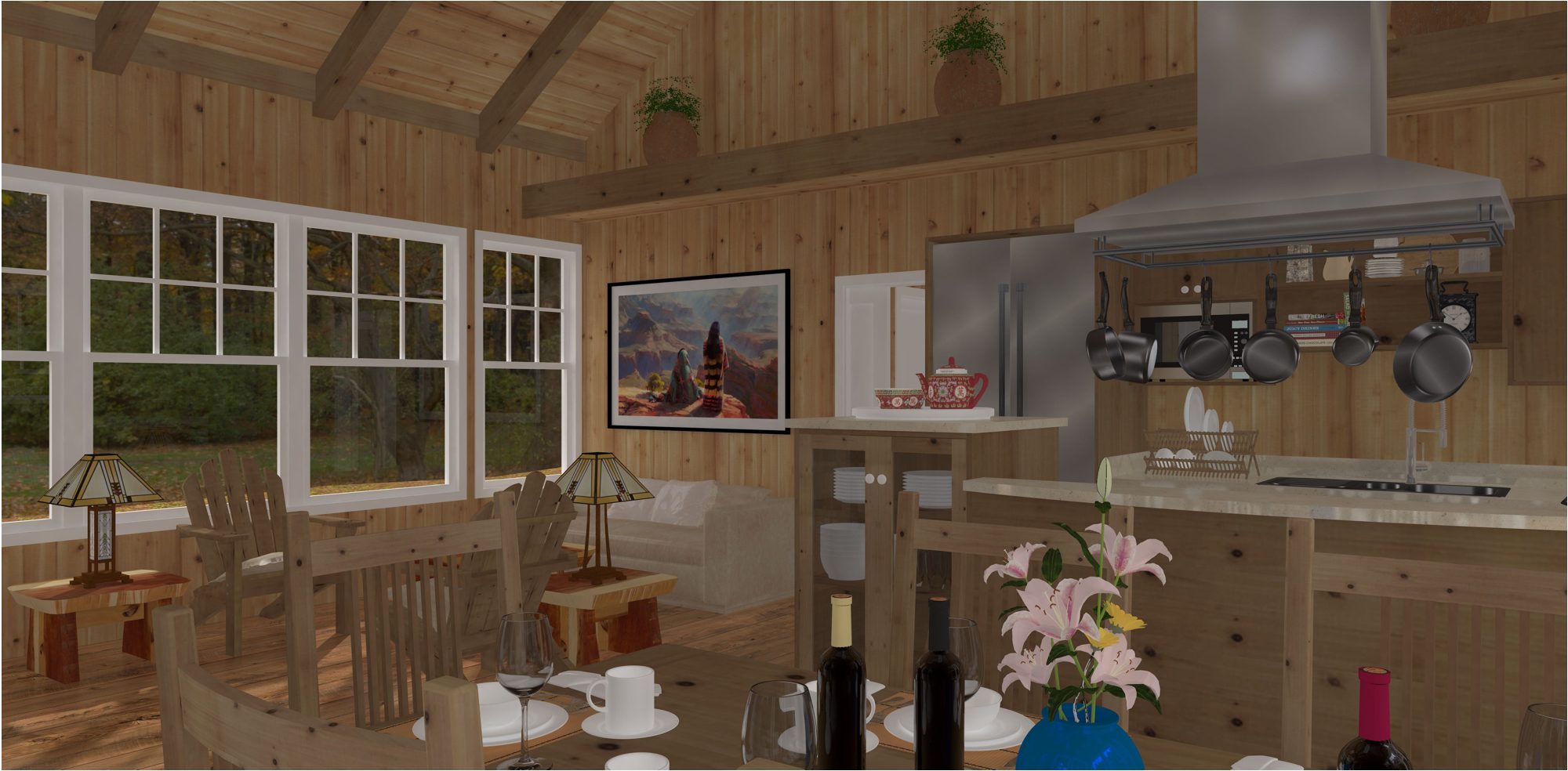Dining table toward living area