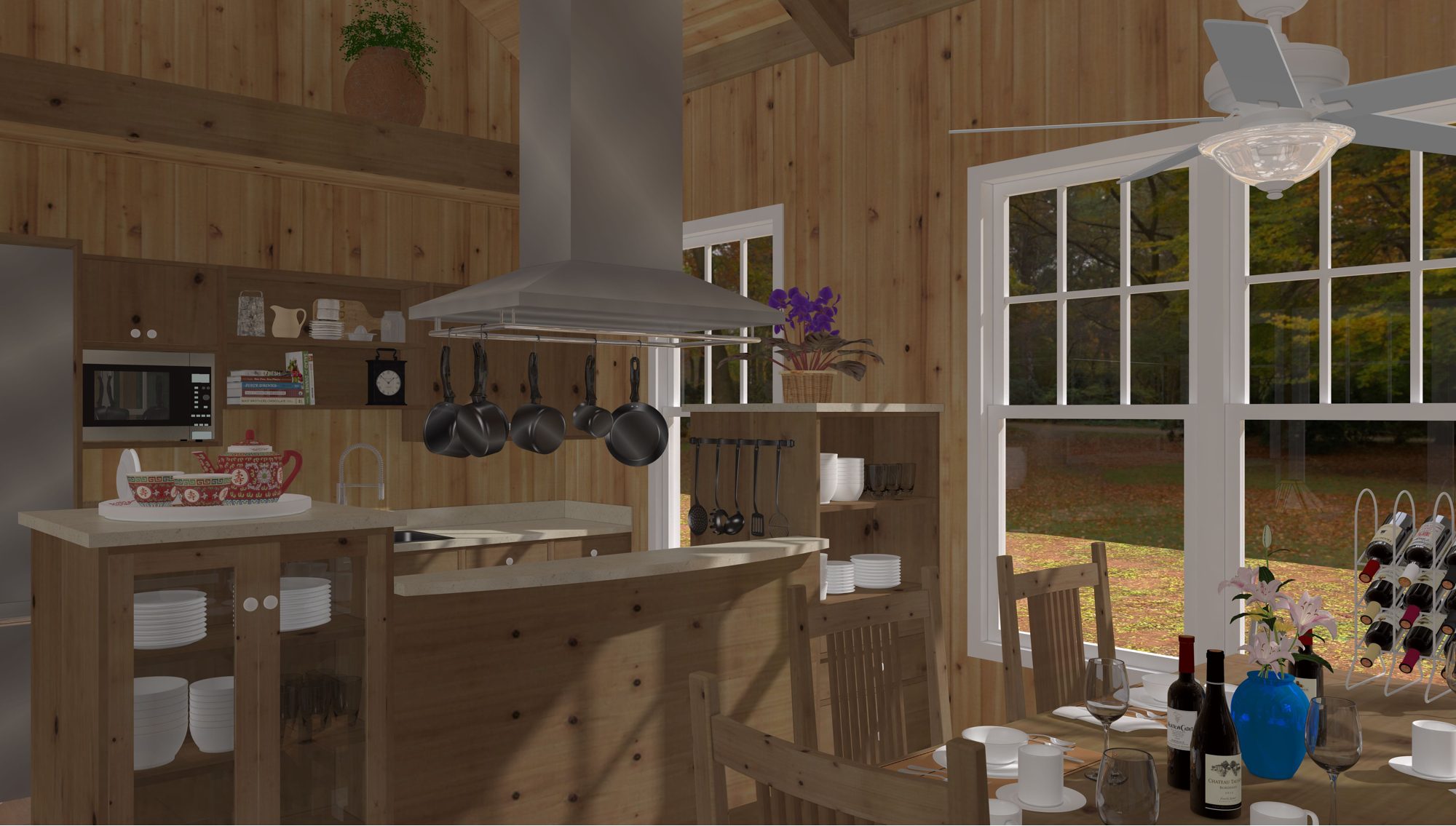 Kitchen island from the entry