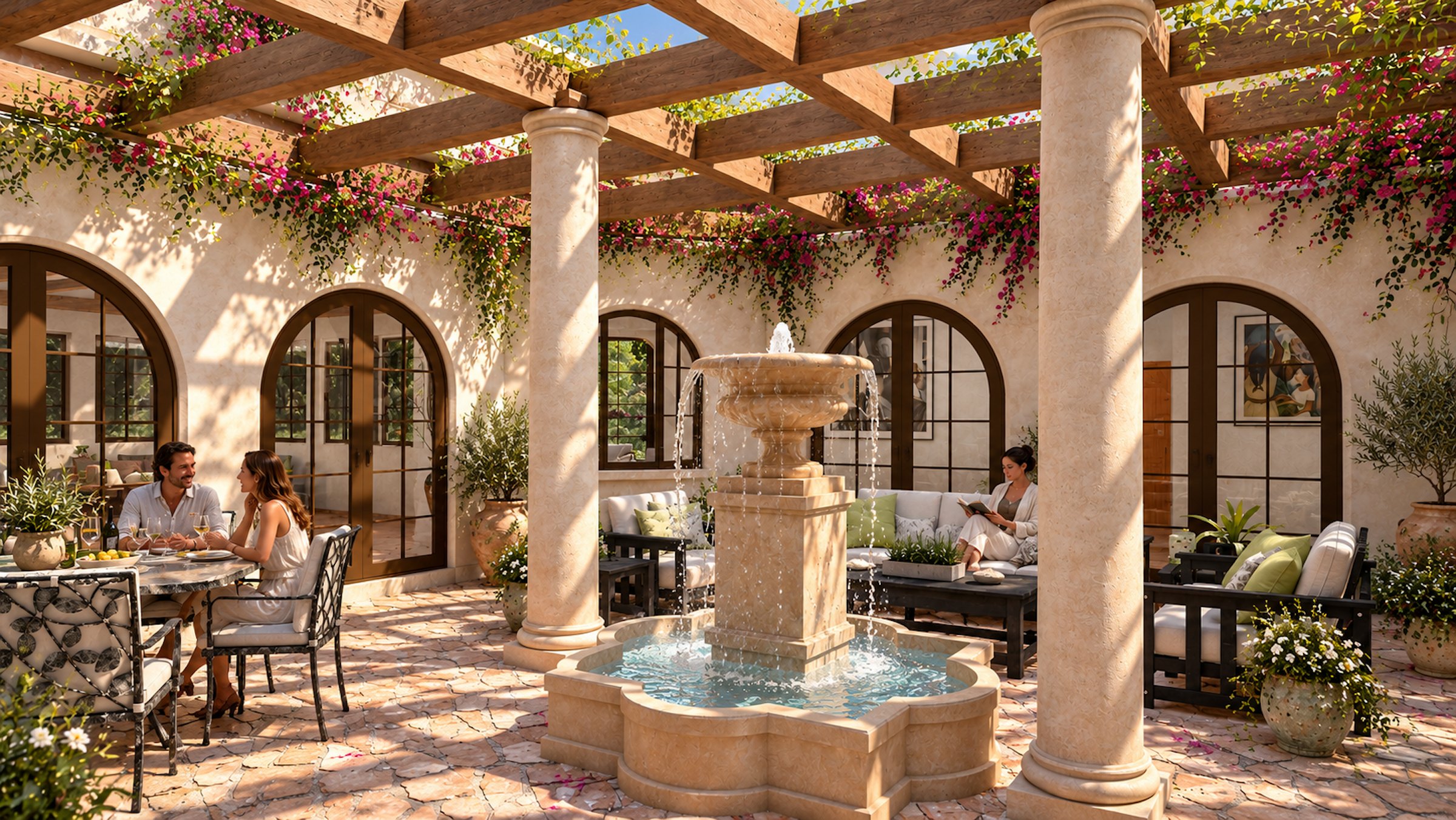 Casa de los Arcos fountain courtyard