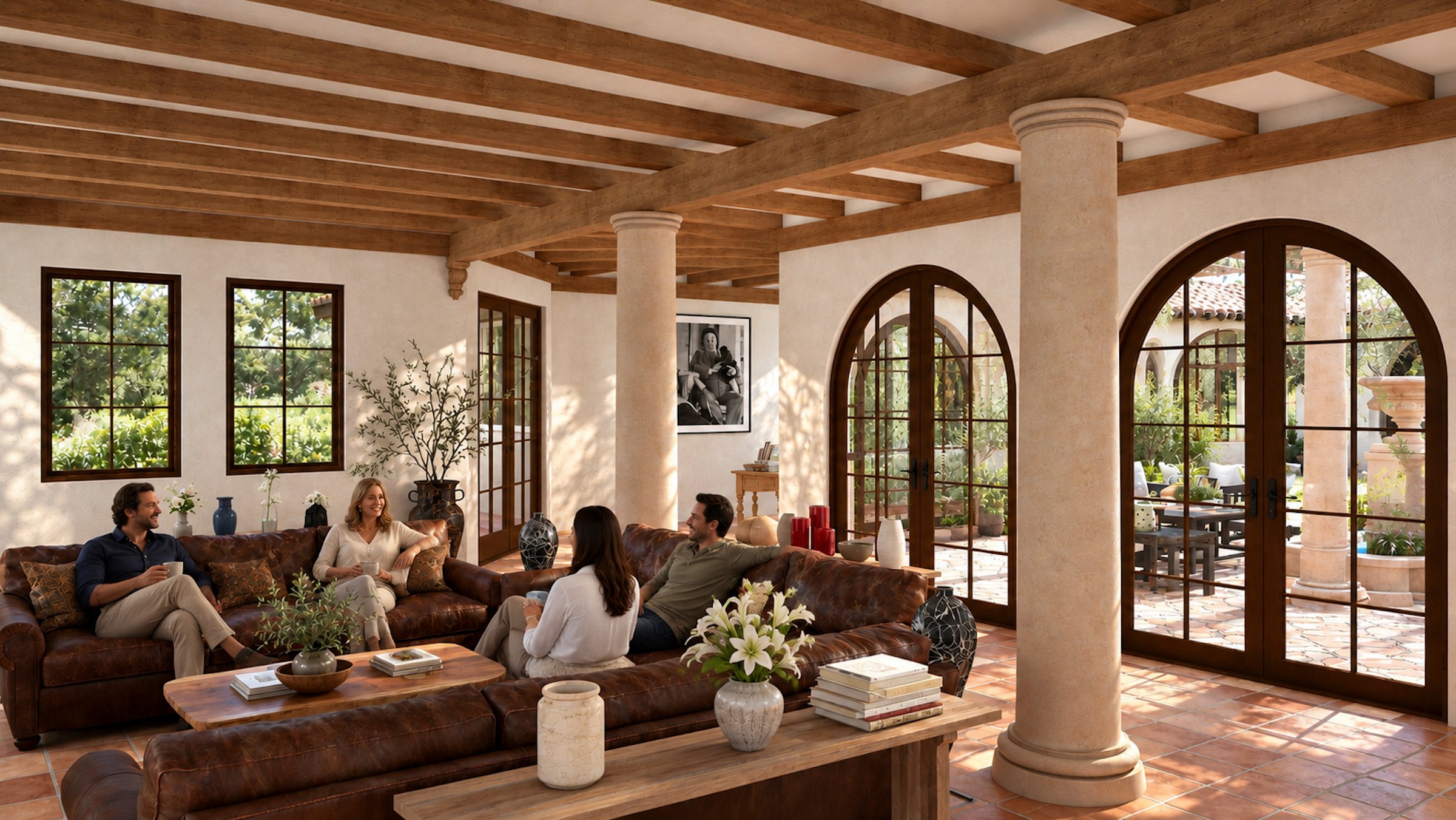 Casa de los Arcos living room toward the courtyard