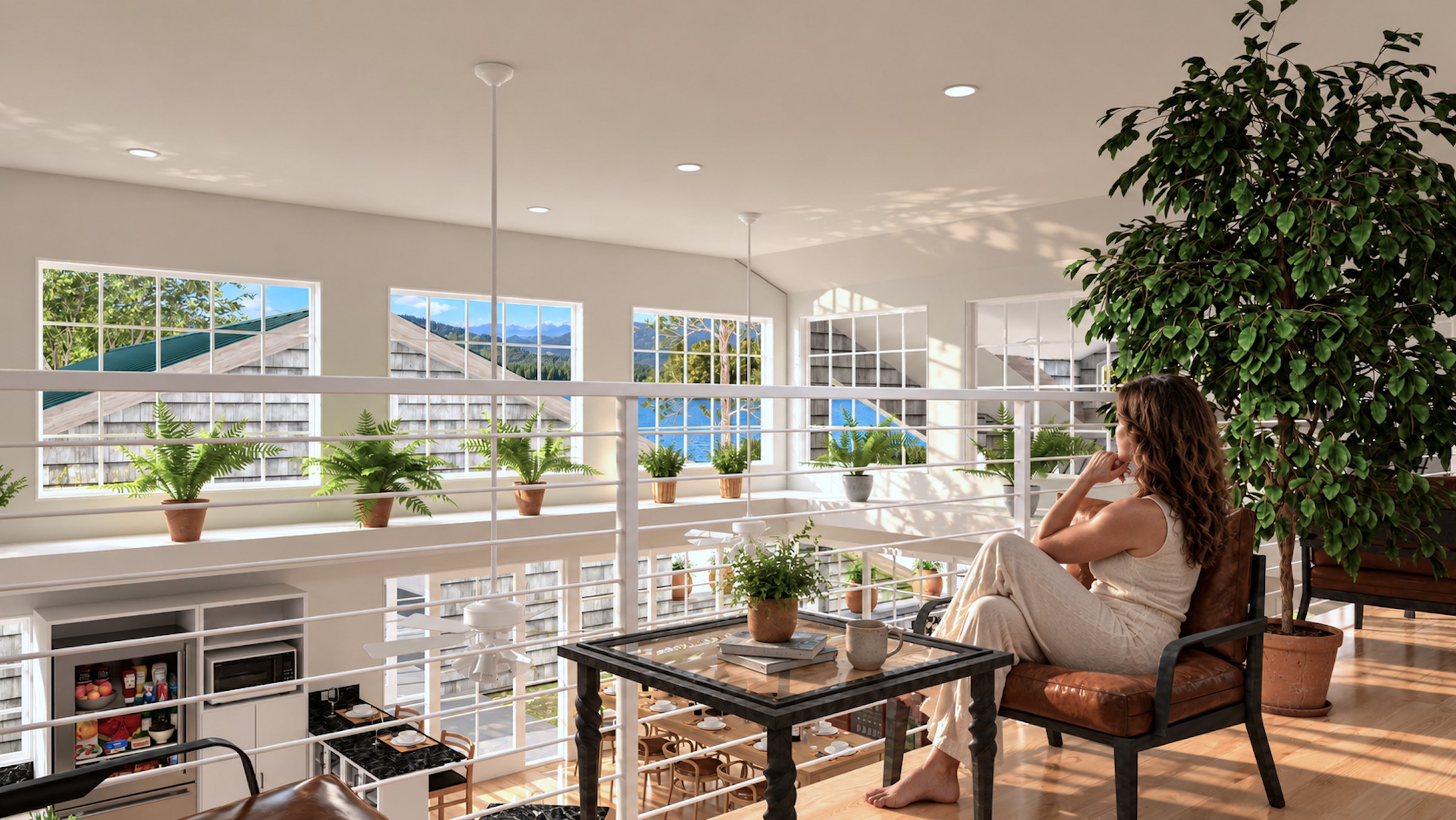 Cedar Barn loft overlooking the great room