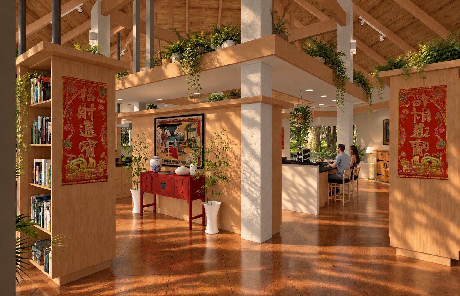 Entry hall with prosperity banners