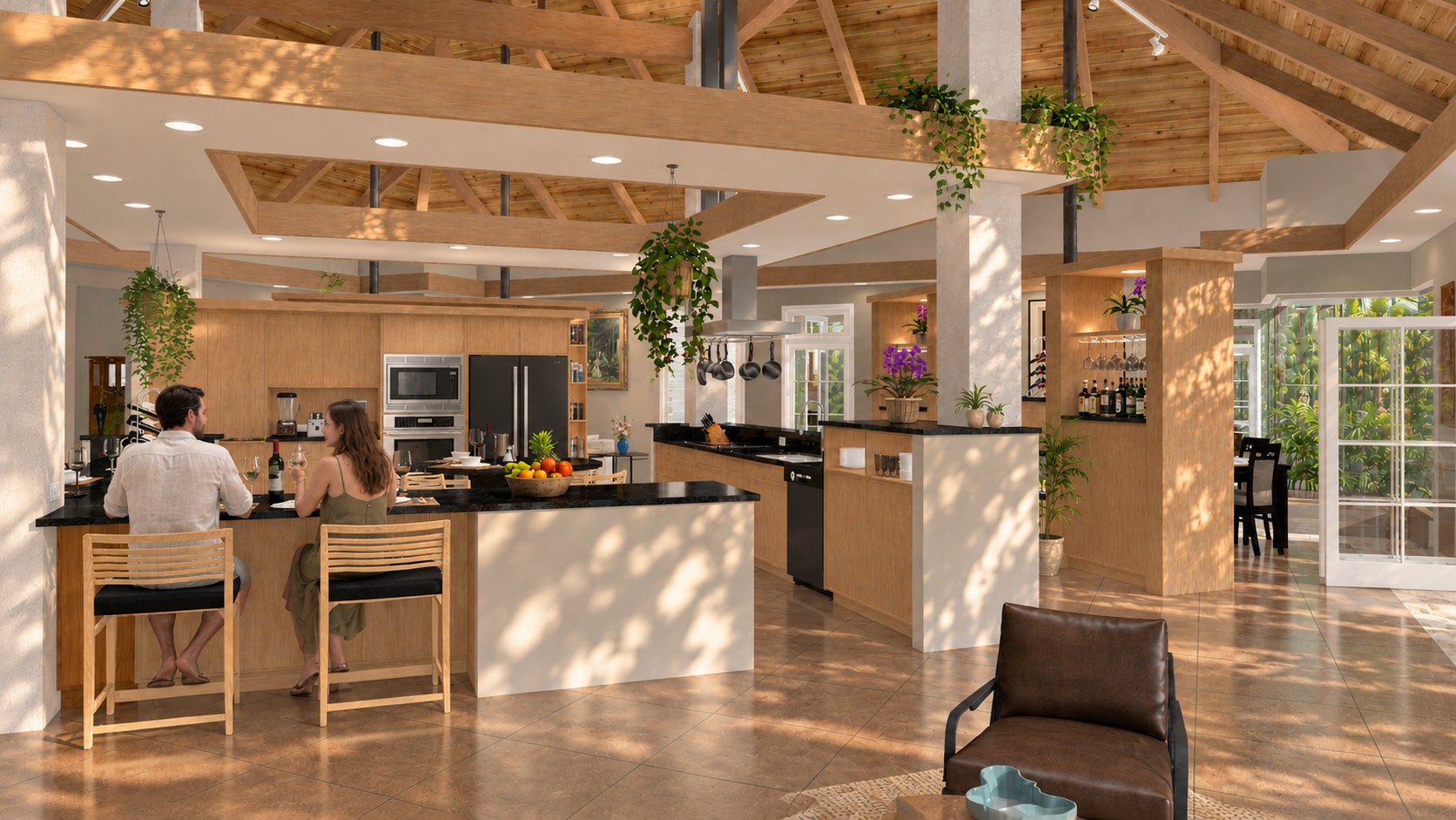 Kitchen island with bar seating