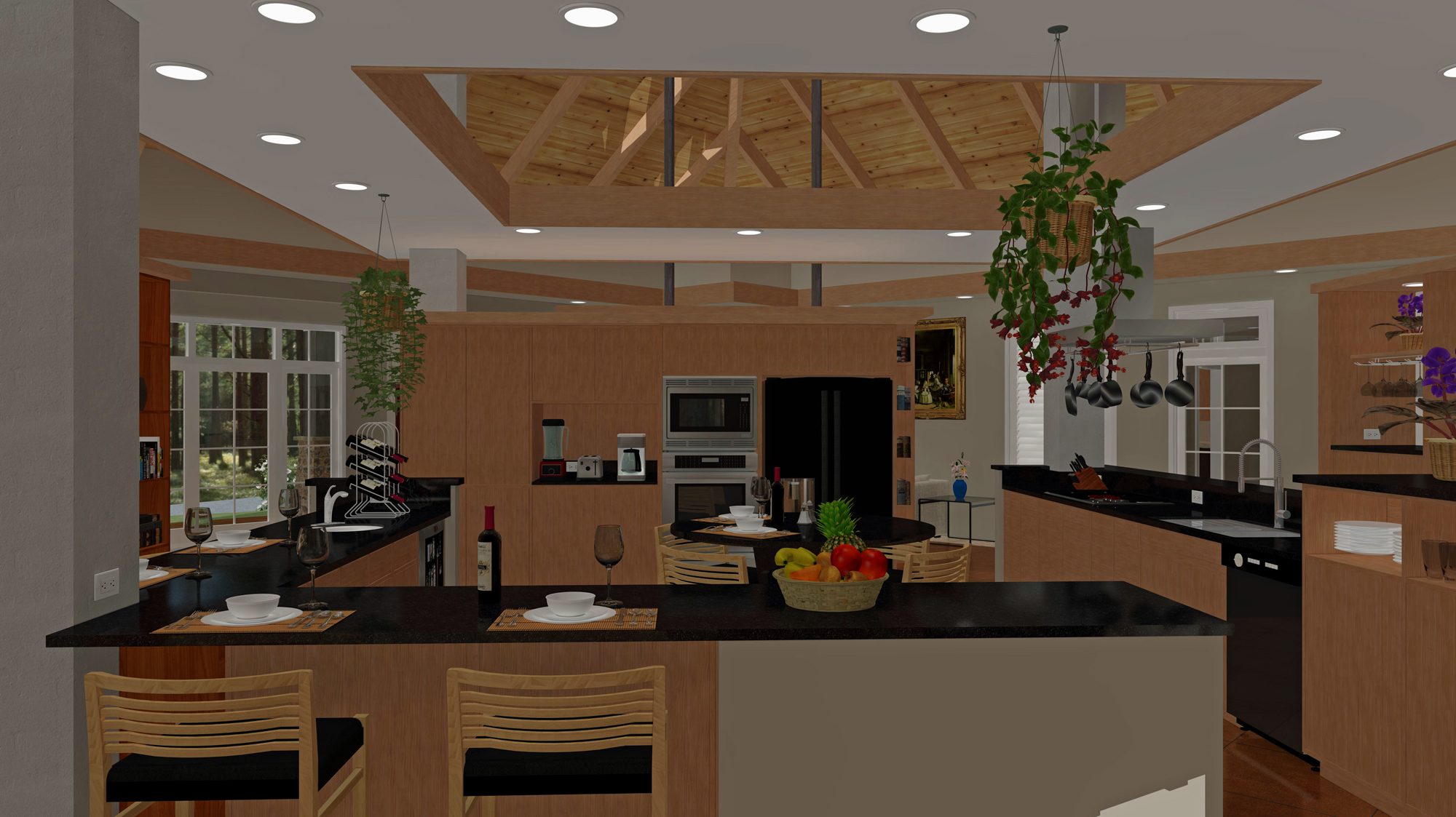 Kitchen island with breakfast table