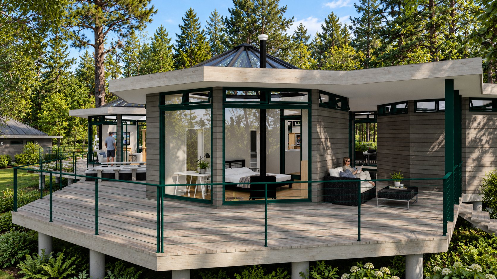 Bedroom pod exterior at Contemporary Pavilion