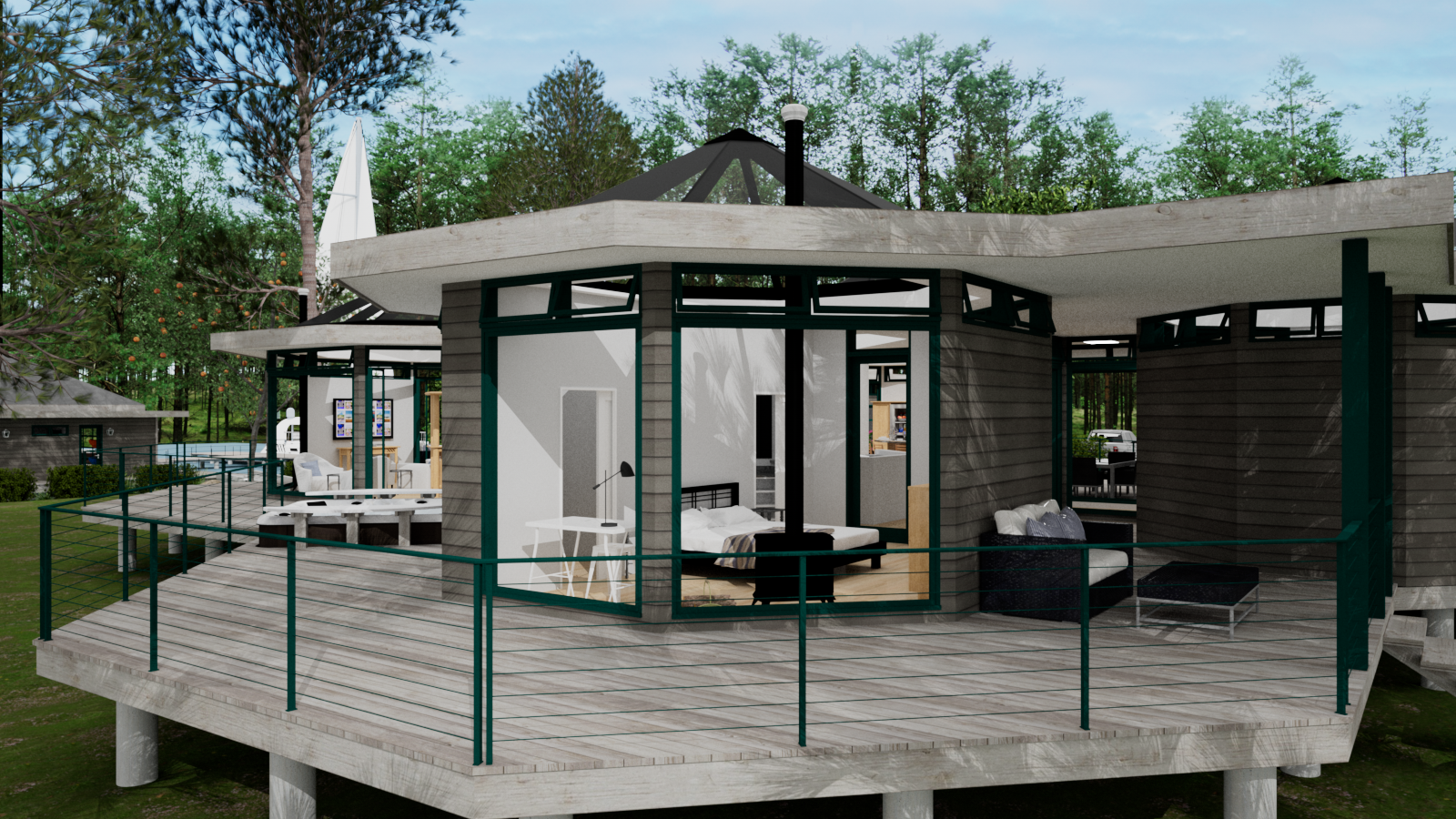 Bedroom pod exterior at Contemporary Pavilion