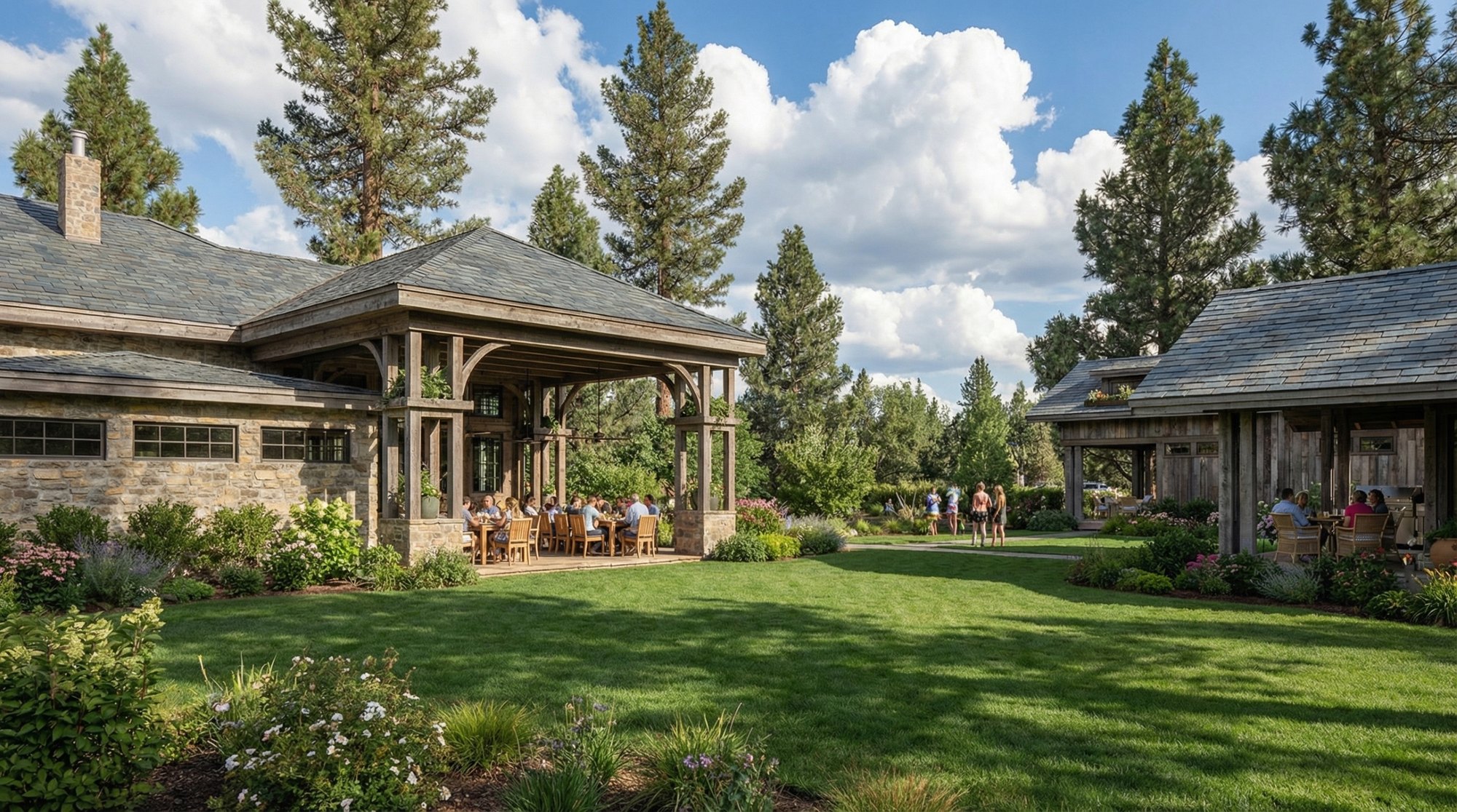 Covered dining pavilion at the lodge