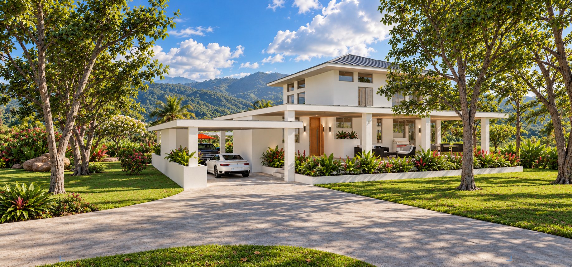 Entry, carport, and veranda