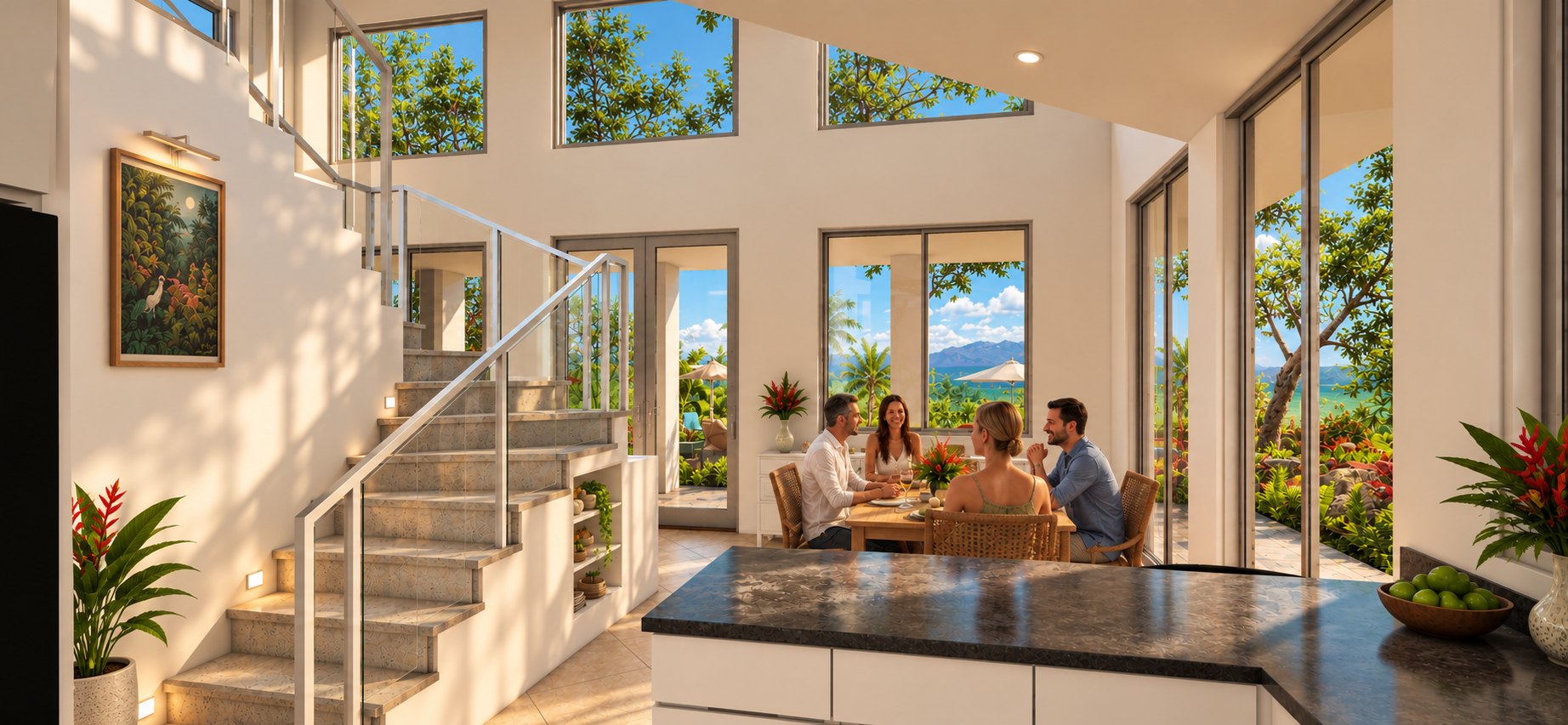 Kitchen island and dining