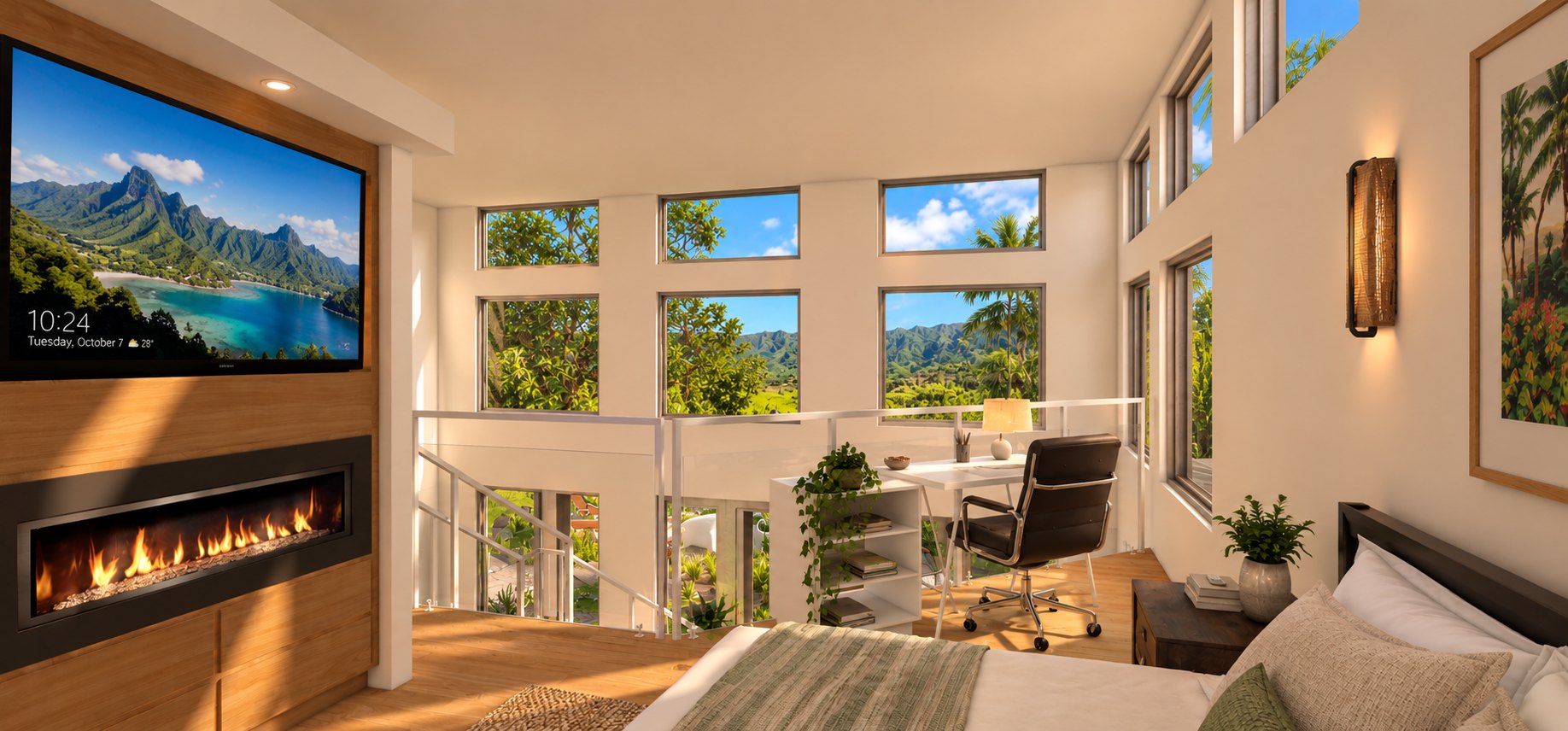 Mezzanine bedroom and study