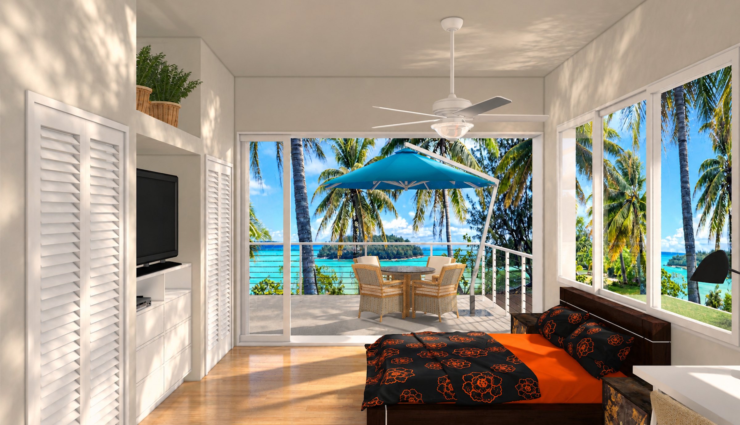 Fare Tiare bedroom with balcony