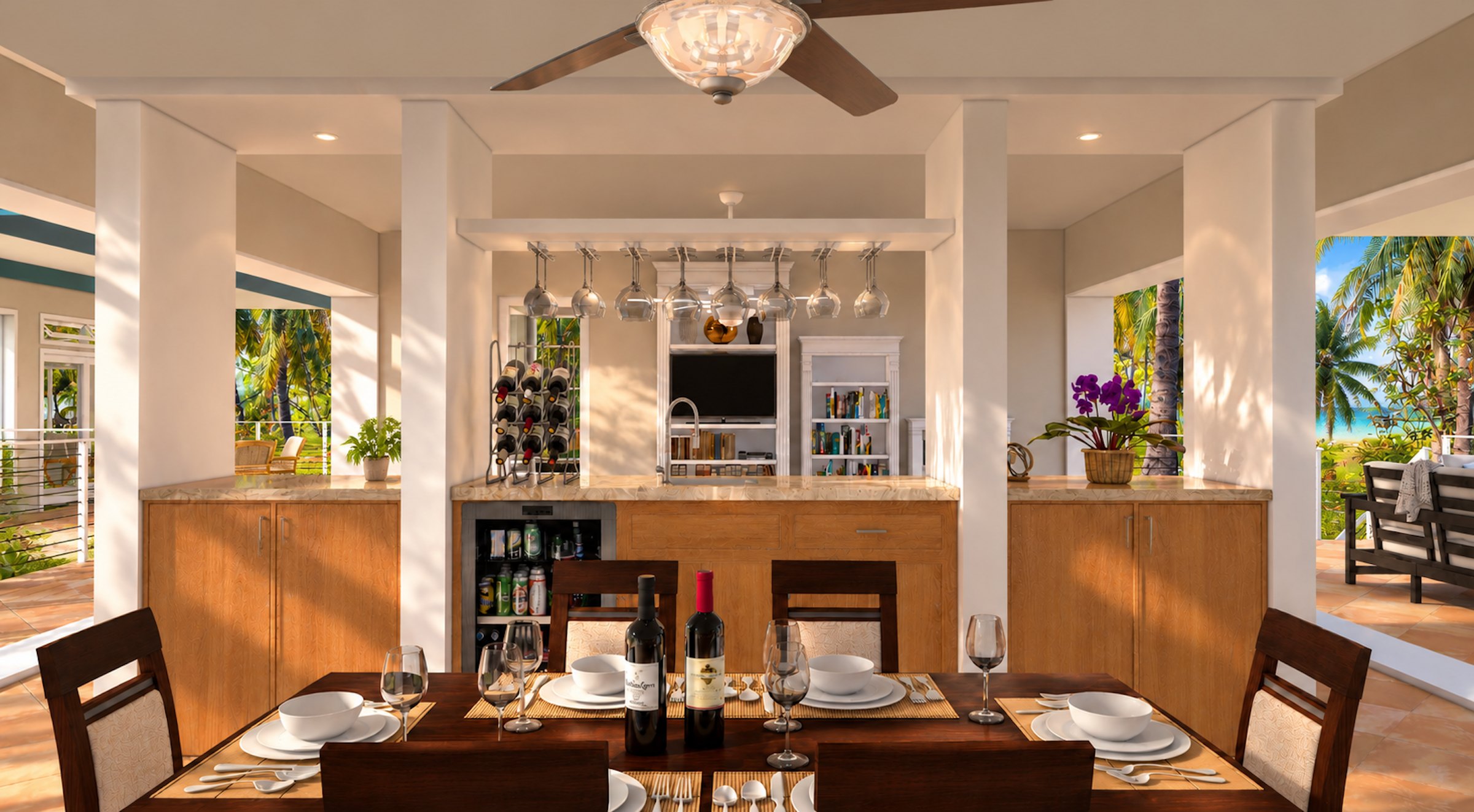 Fare Tiare dining table and bar