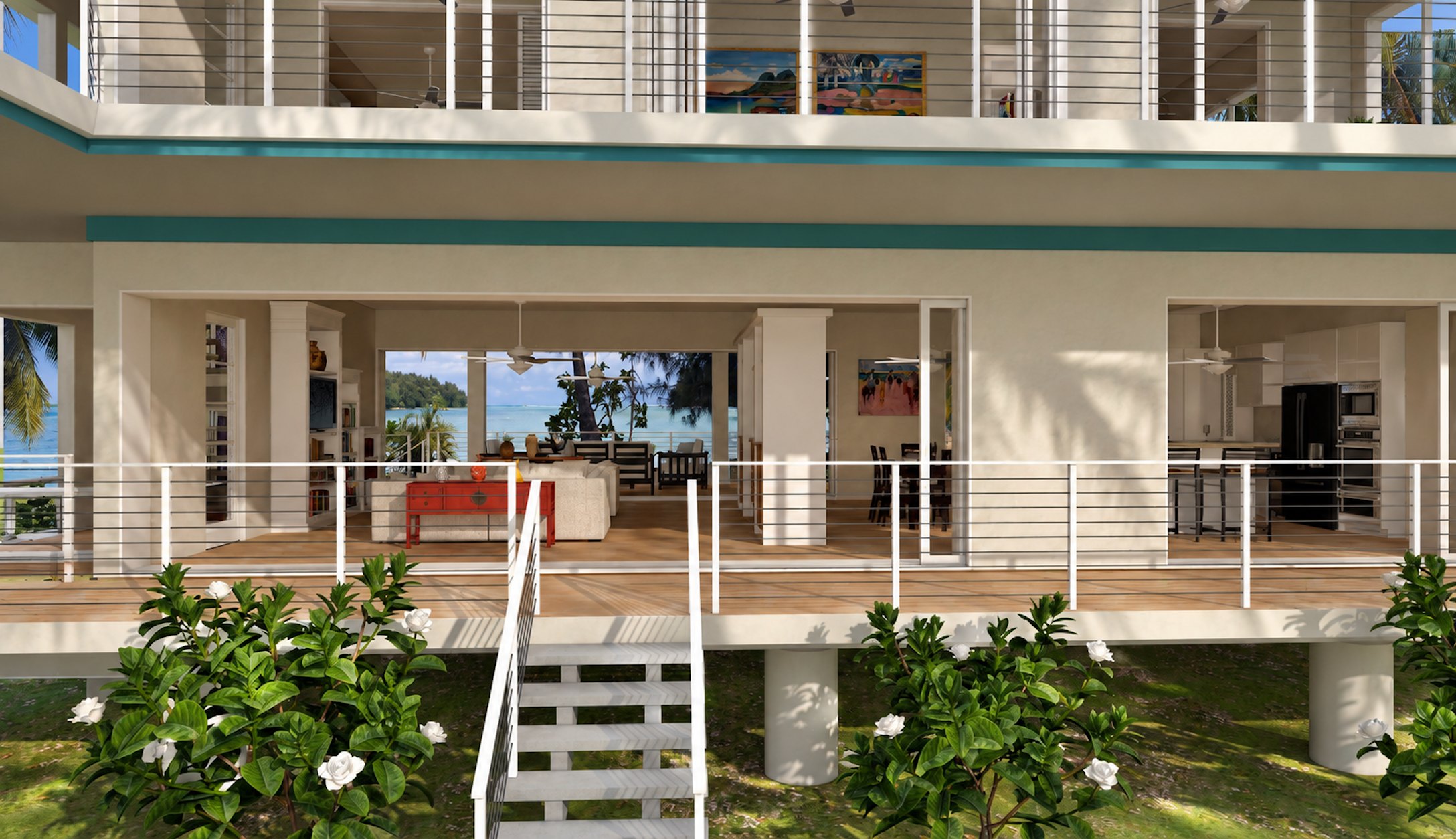 Fare Tiare lagoon-side lanai