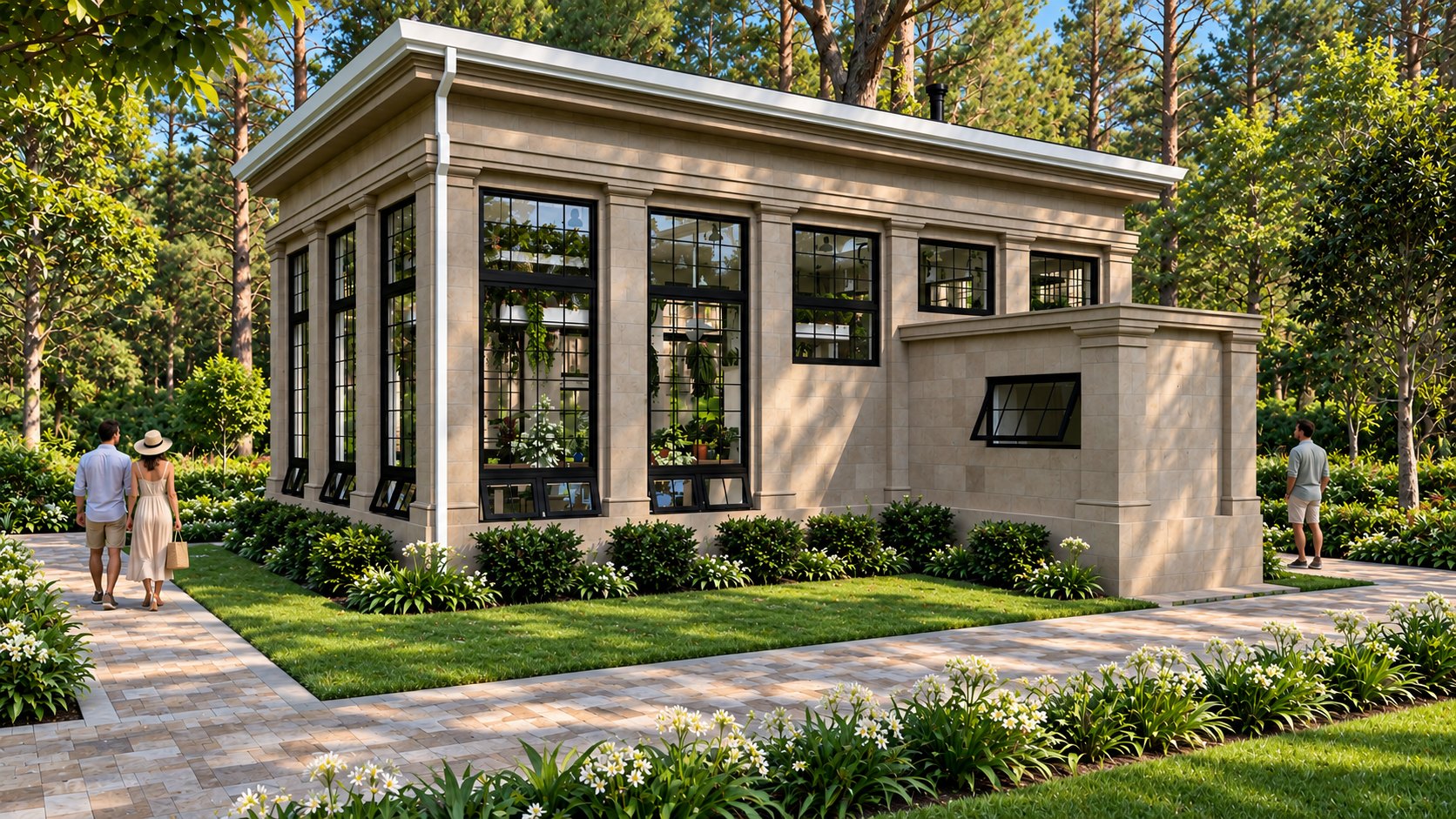 GreenHouse side elevation with stone addition
