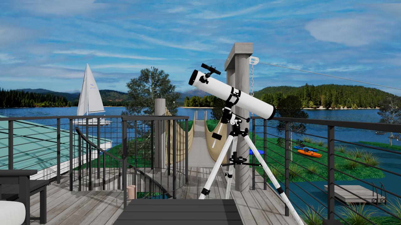 Rooftop deck of Kid's Clubhouse with telescope
