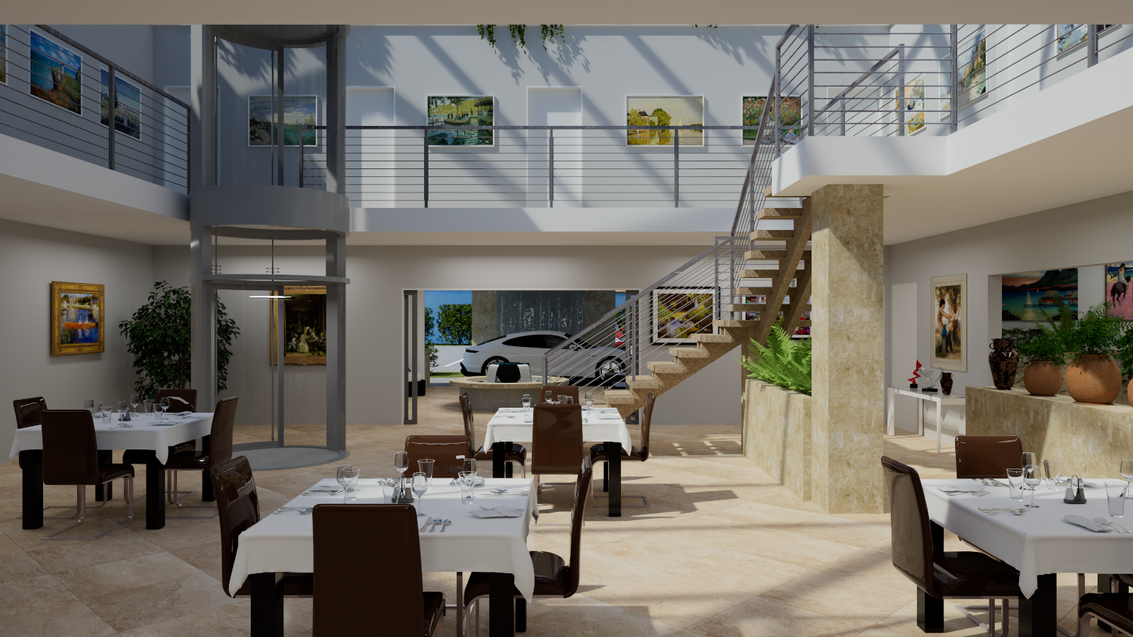 Lakeside Inn atrium dining room