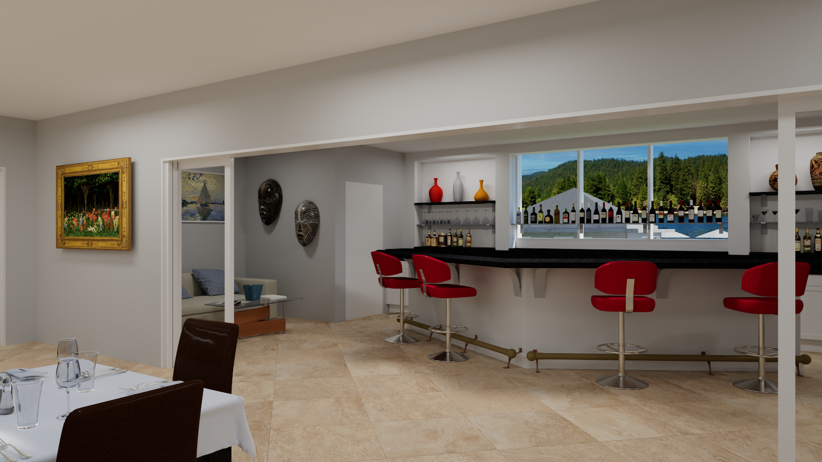 Lakeside Inn bar with lake view