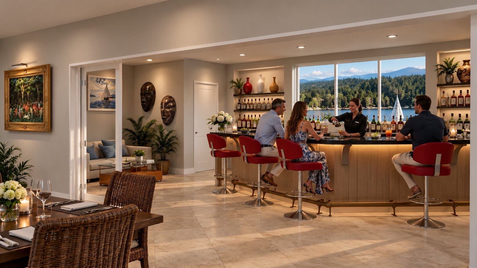 Bar with lake view