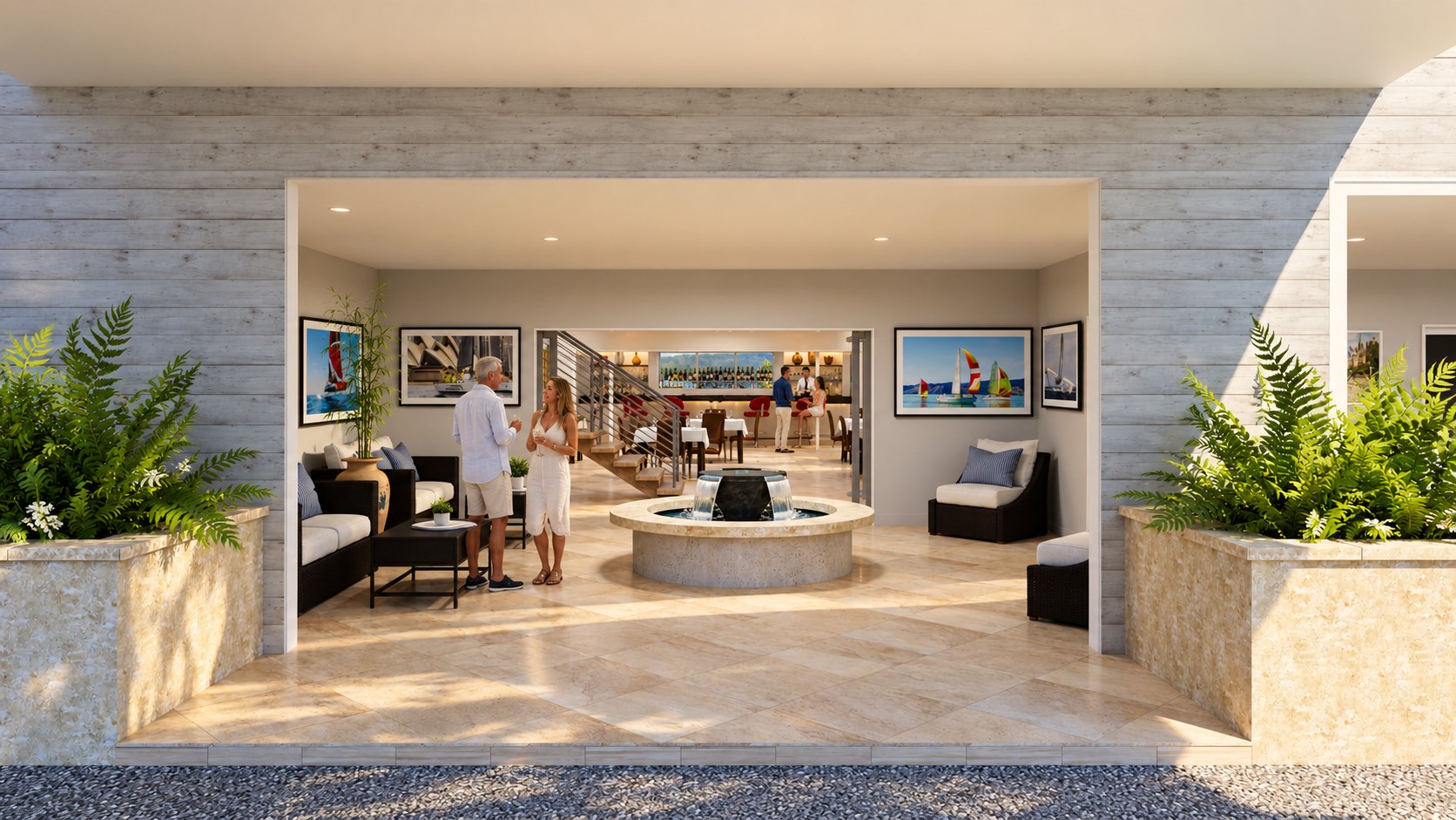 Lakeside Inn foyer with fountain