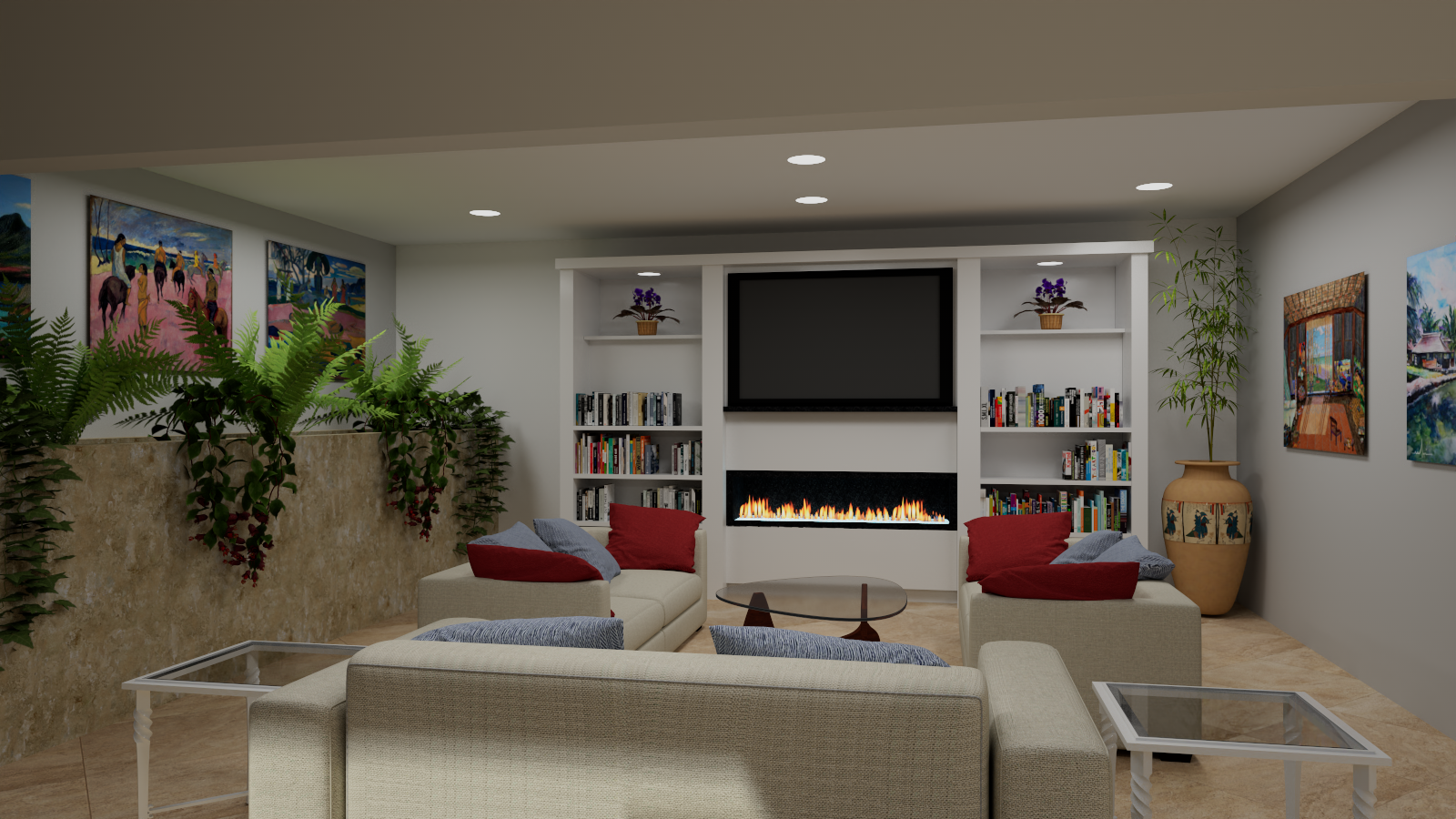 Lakeside Inn sitting room with fireplace