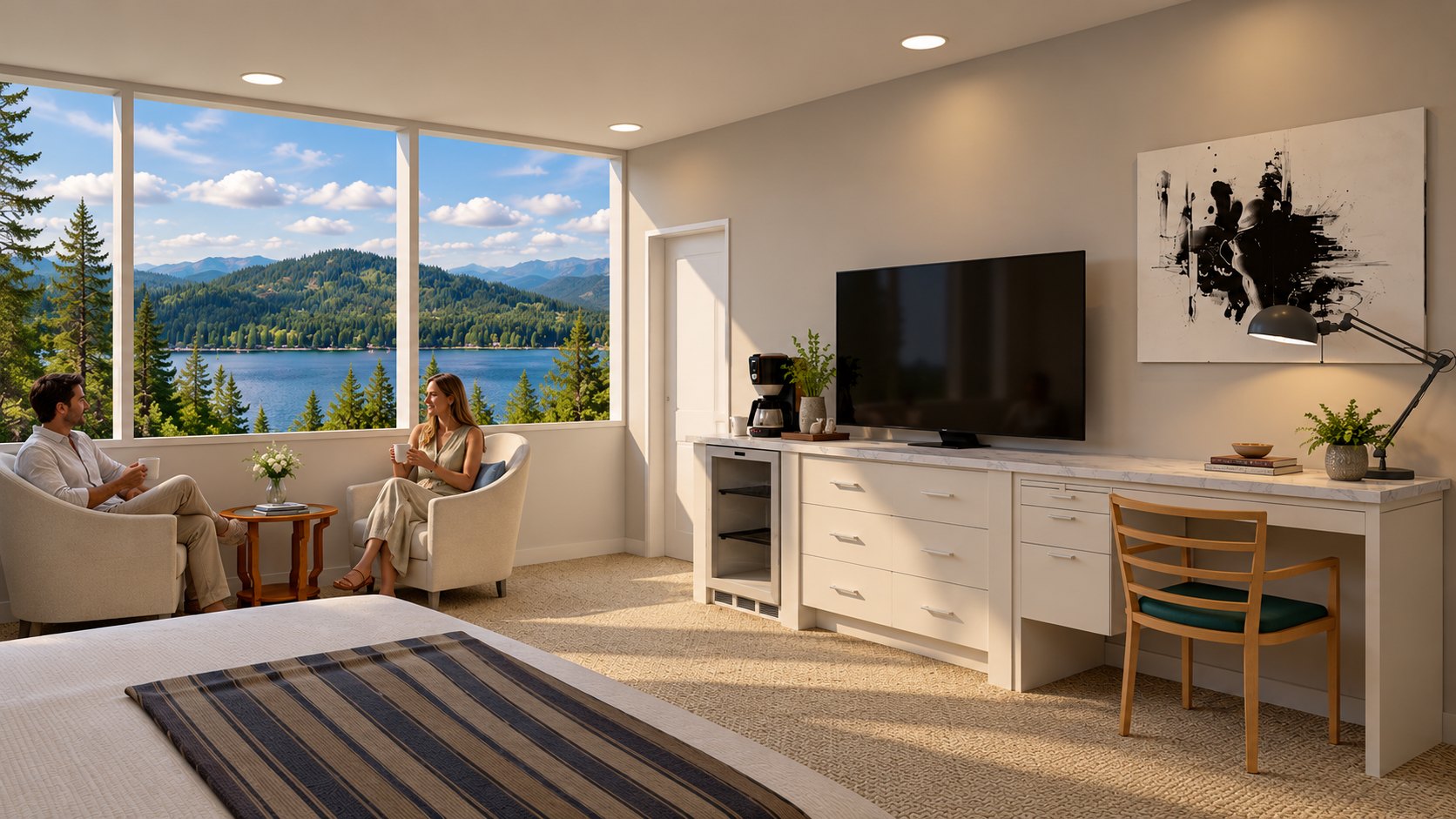 Guest room seating and desk