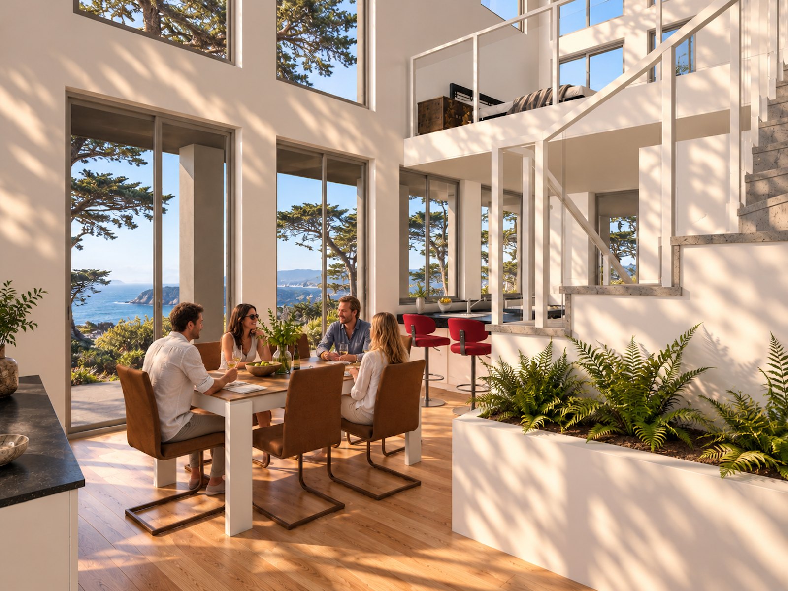 Dining area beneath the loft