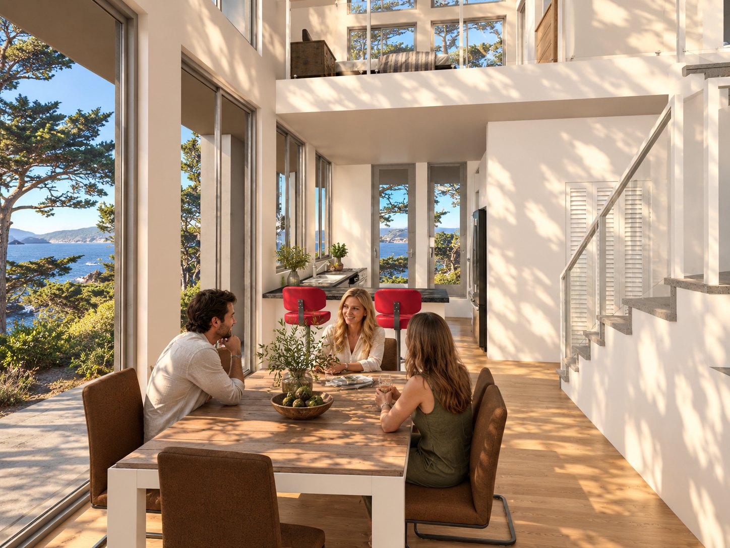 Dining table with ocean view