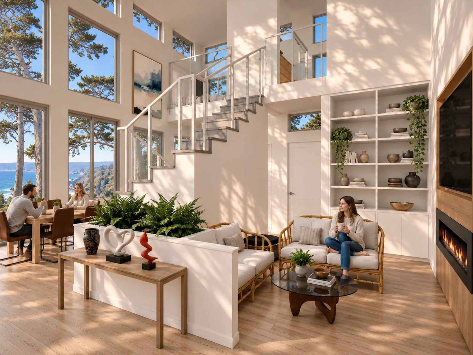 Living area with fireplace