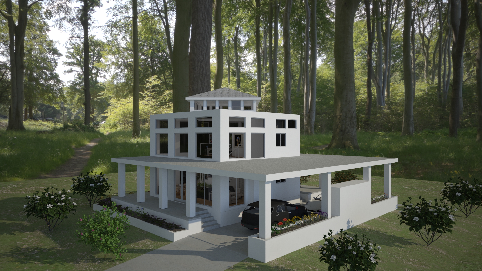 Front-right exterior view of Lookout House
