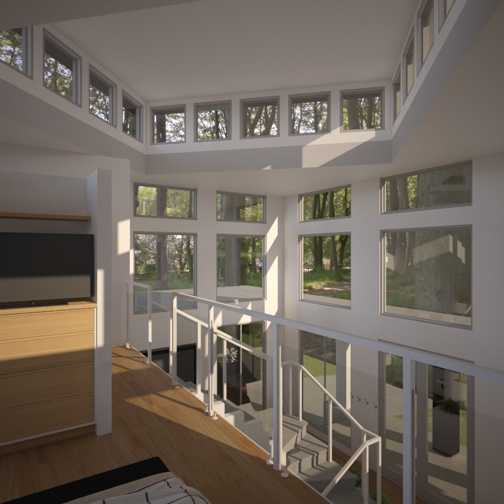 View from the loft down over the stair and entry