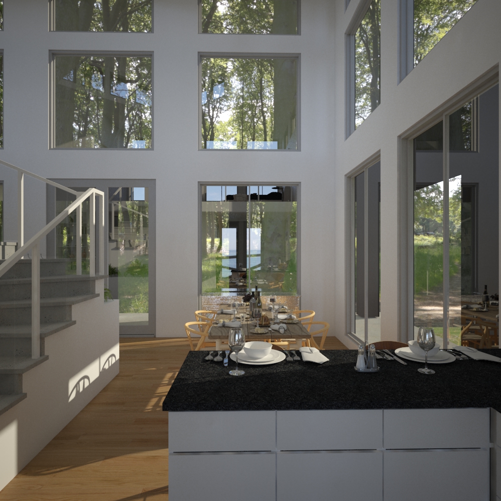 Kitchen island looking toward dining table