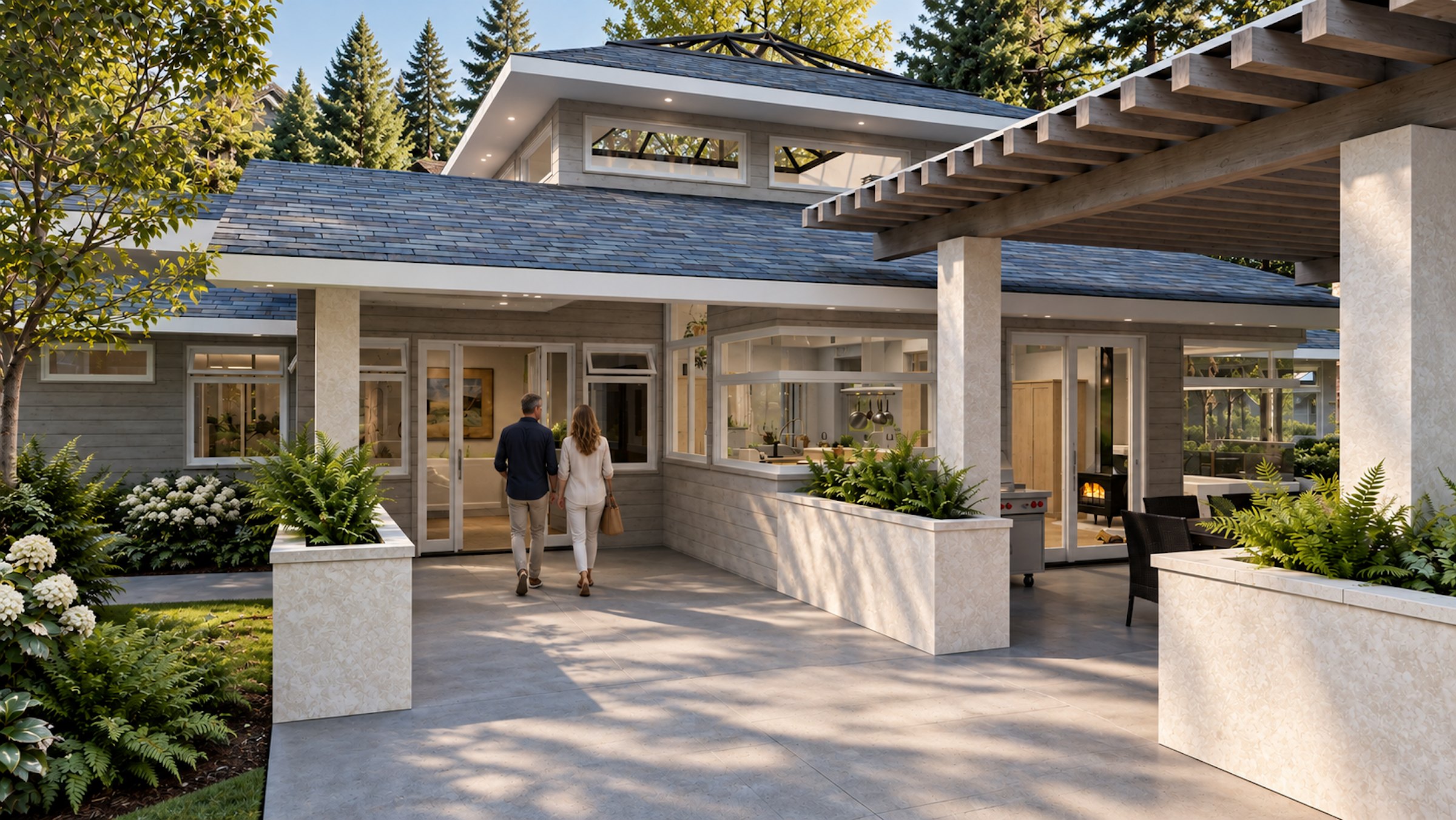 Pergola House entry beneath the pergola