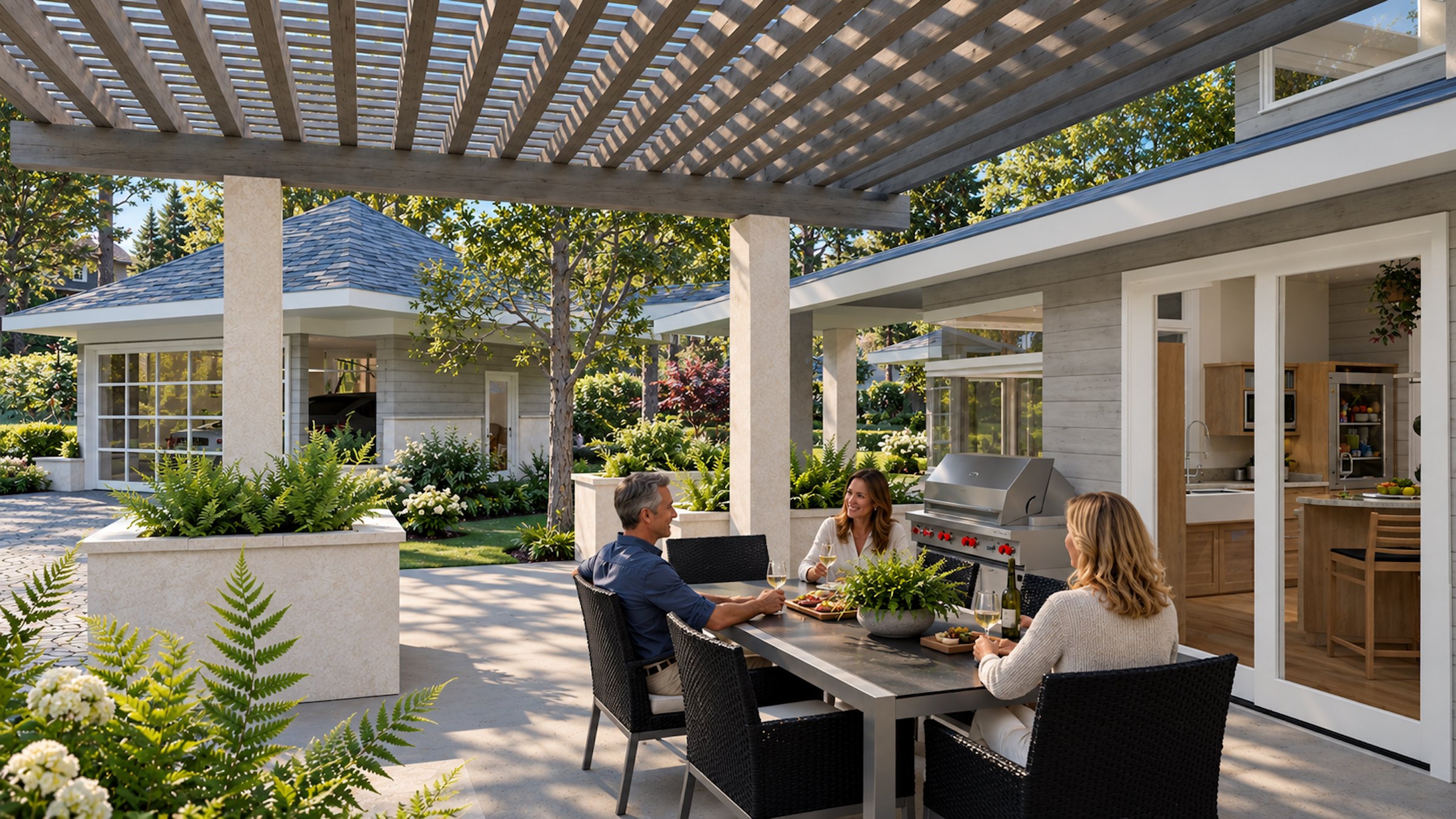 Pergola House kitchen porch dining