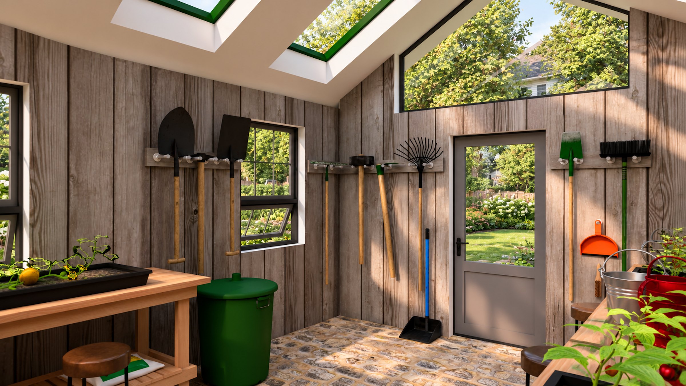 Potting Shed interior toward the door