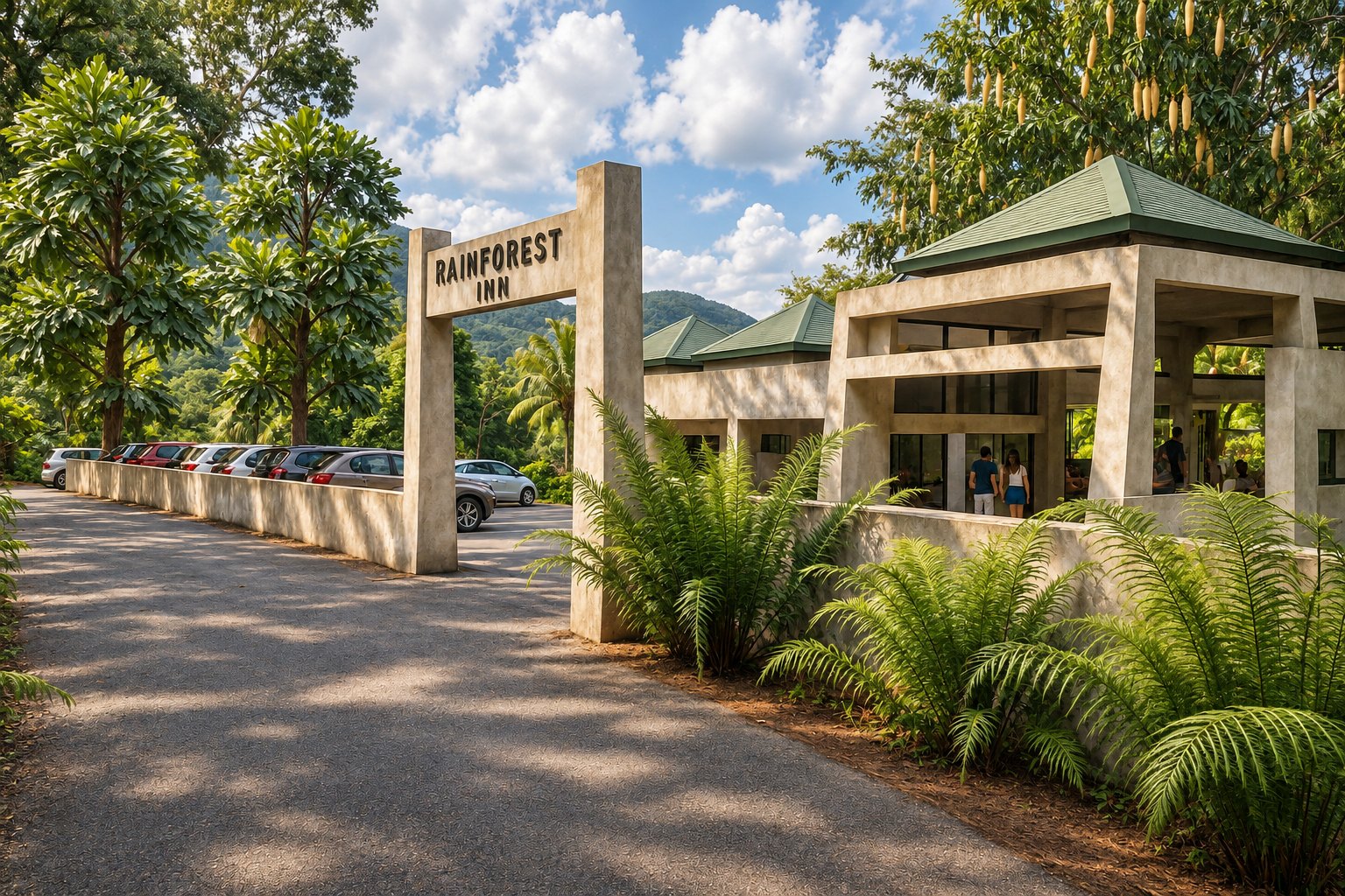 Rainforest Inn approach along the drive
