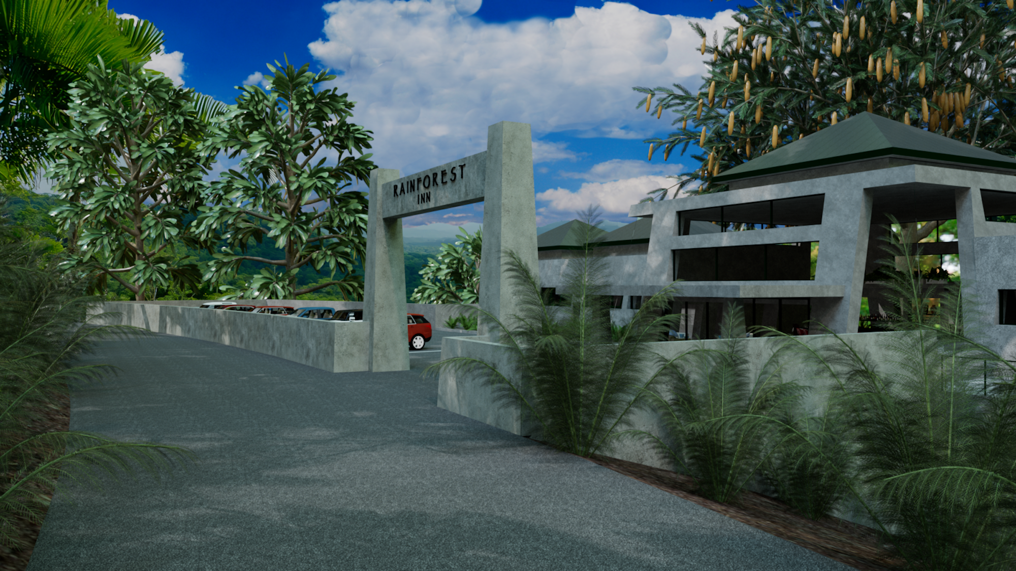 Rainforest Inn approach from the road