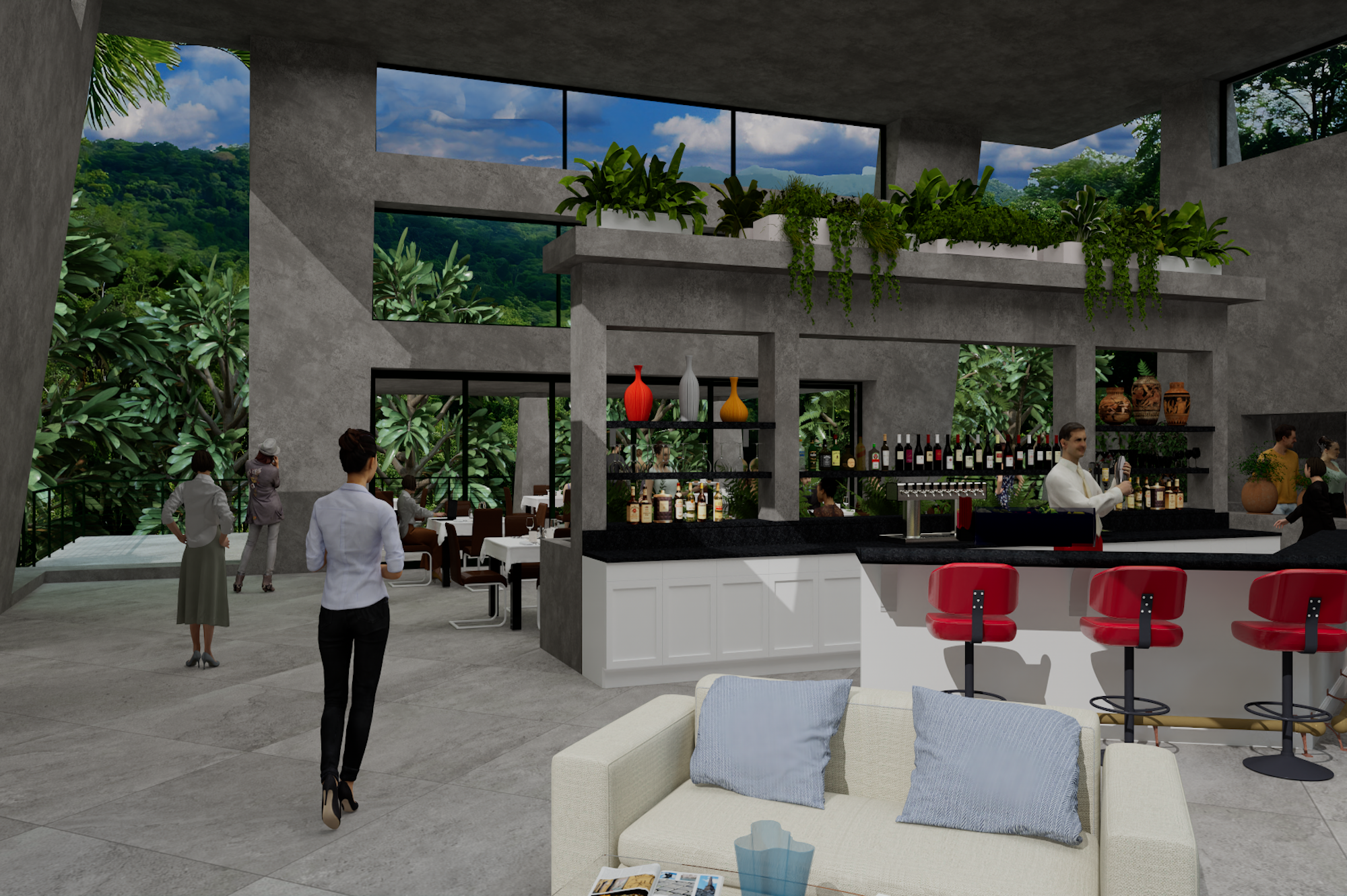 Rainforest Inn bar and restaurant seating