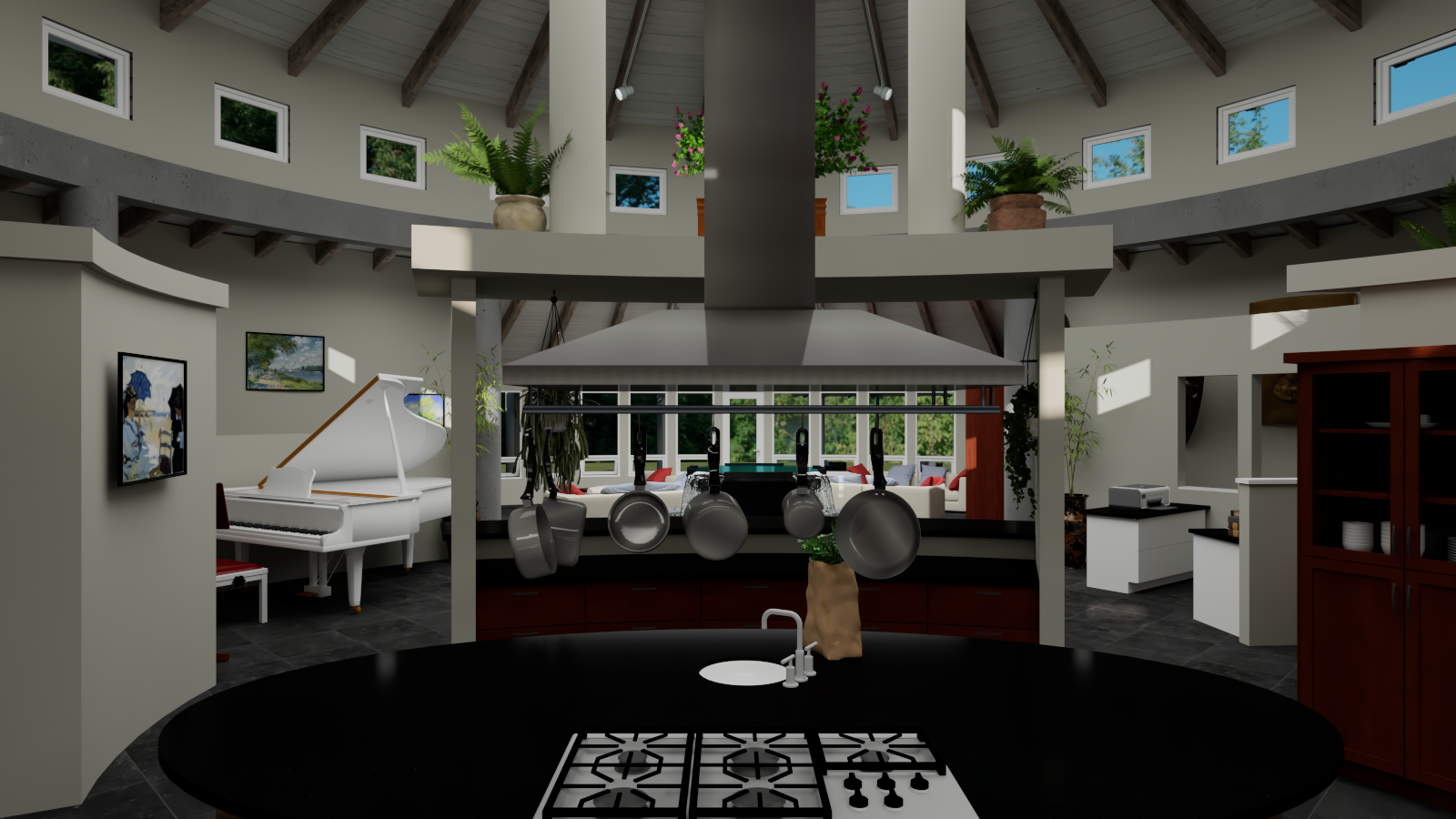 Round House kitchen, south view