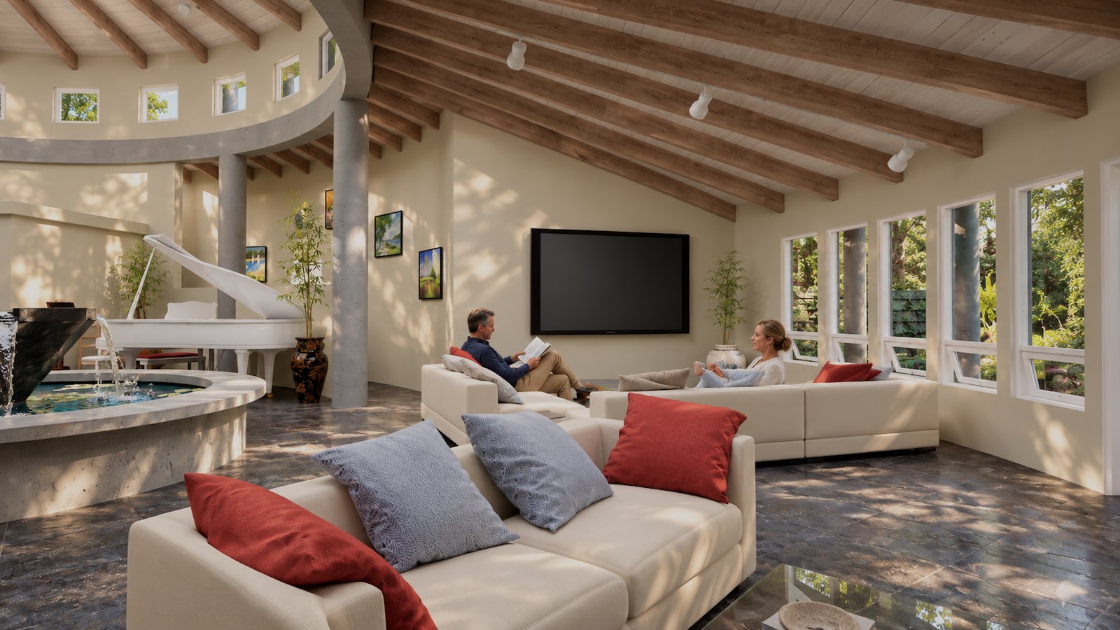 Round House living room toward the rotunda