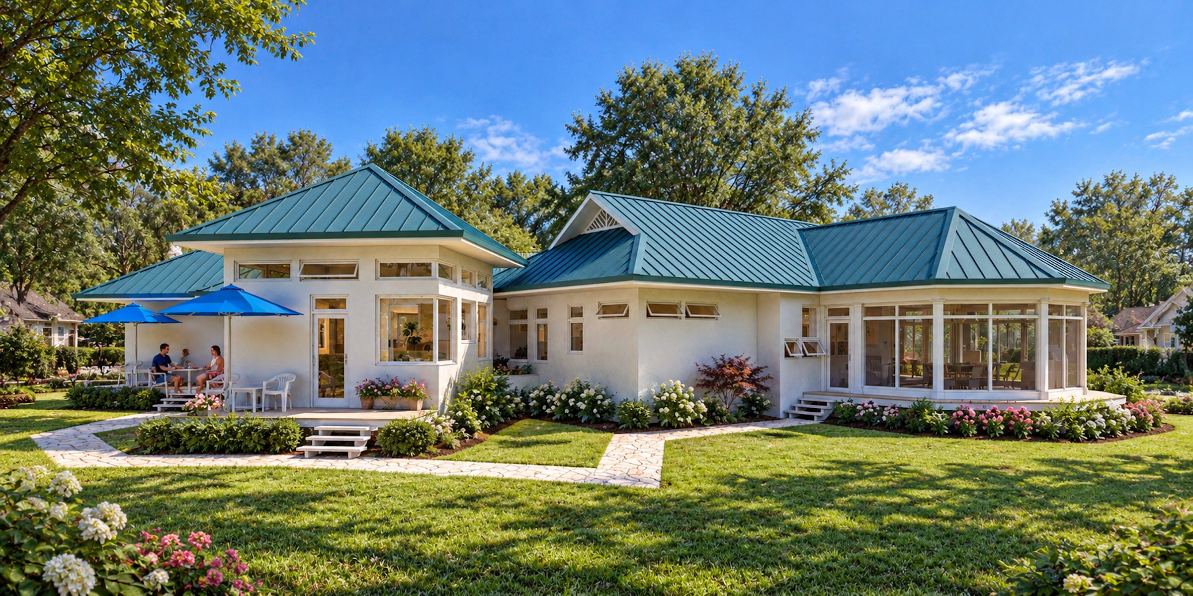 Sunroom Bungalow garden side and patio